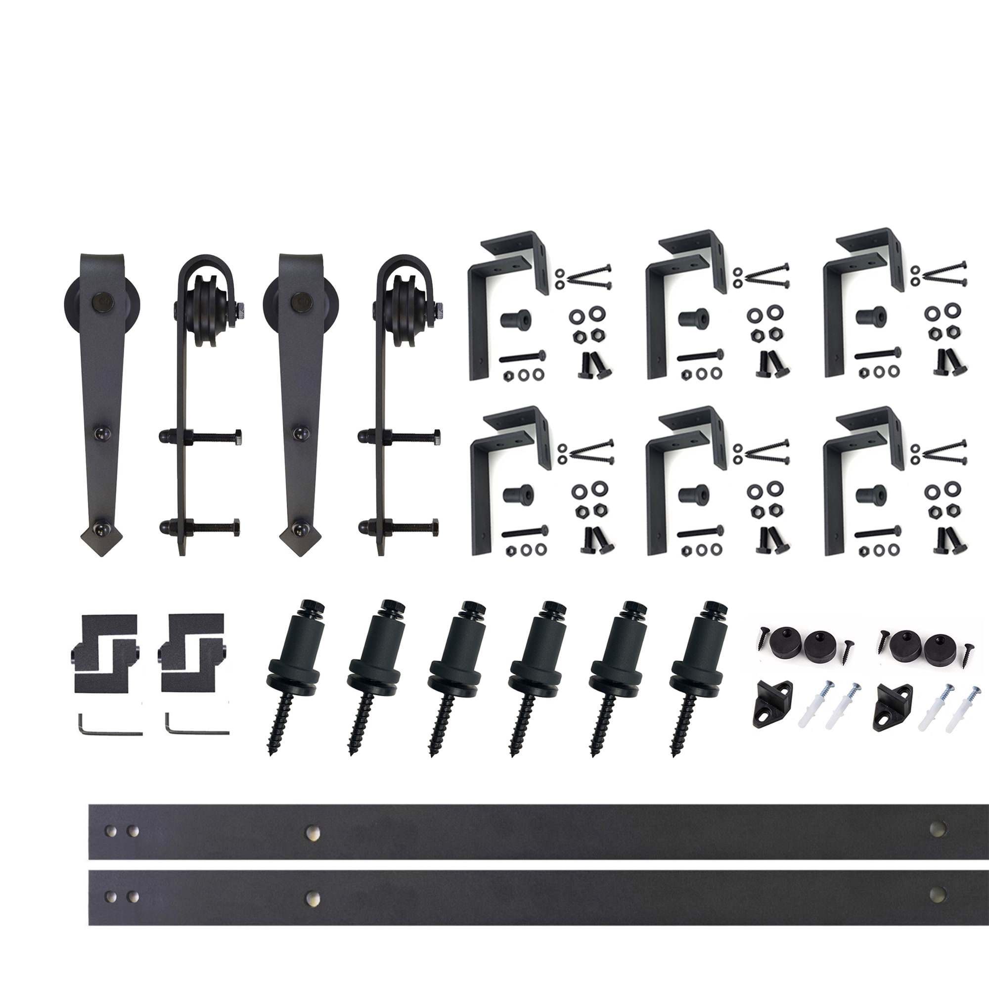 HOMACER 90-in Rustic Black Indoor Diamond Double Bypass Barn Door Hardware Kit LX4TGH090C Sansujyuku sansujyuku.com