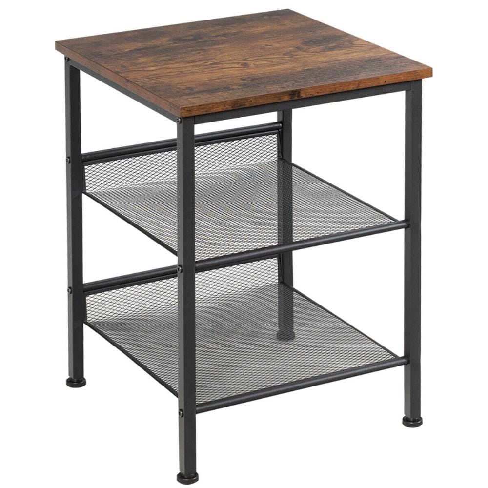 WELLFOR HW-HLY-65662 16-in W x 22-in H Black and brown Wood Square Midcentury End Table Assembly Required