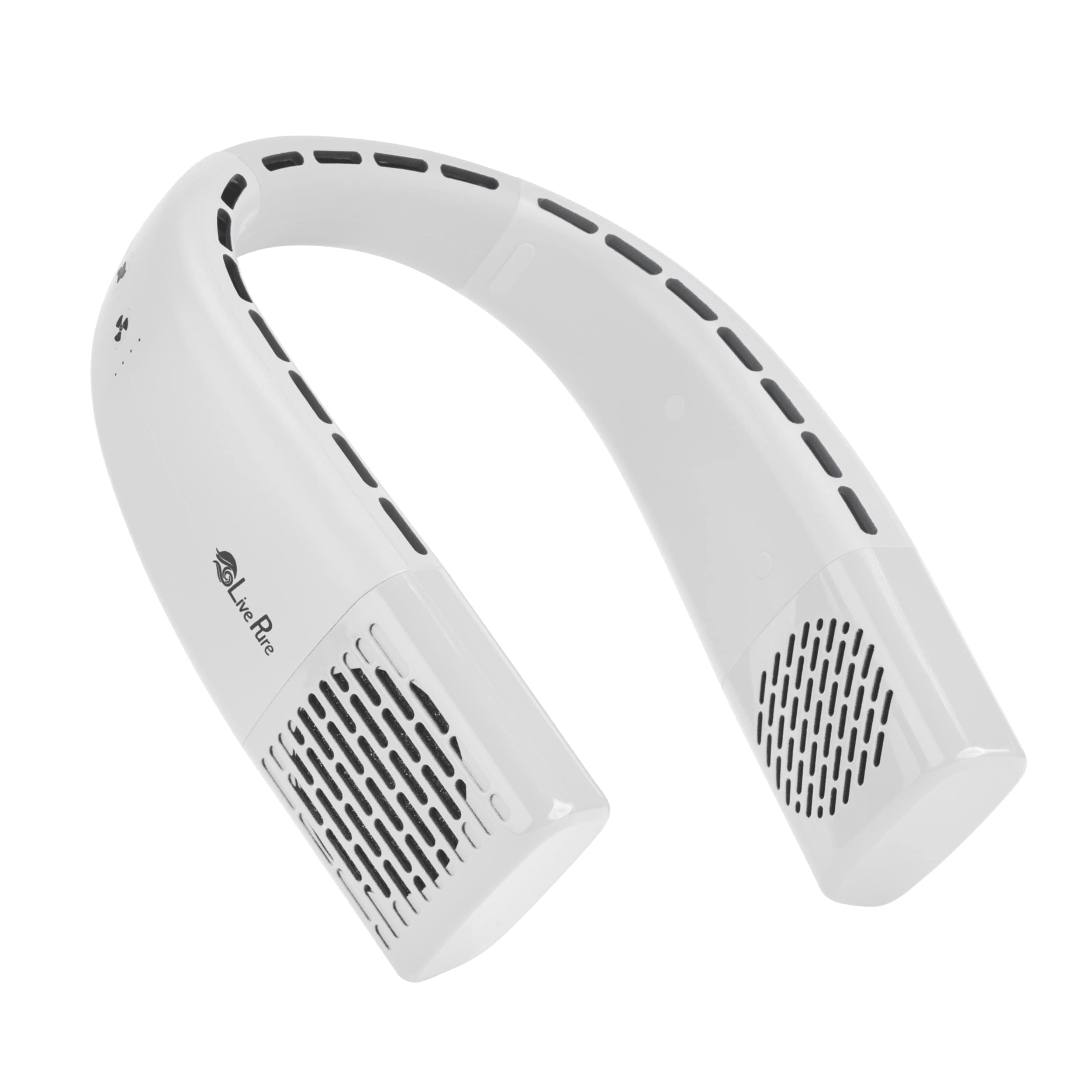 LivePure LP1000FAN-CEW Portable 4 Speed Rechargeable Neck Fan - Ice White