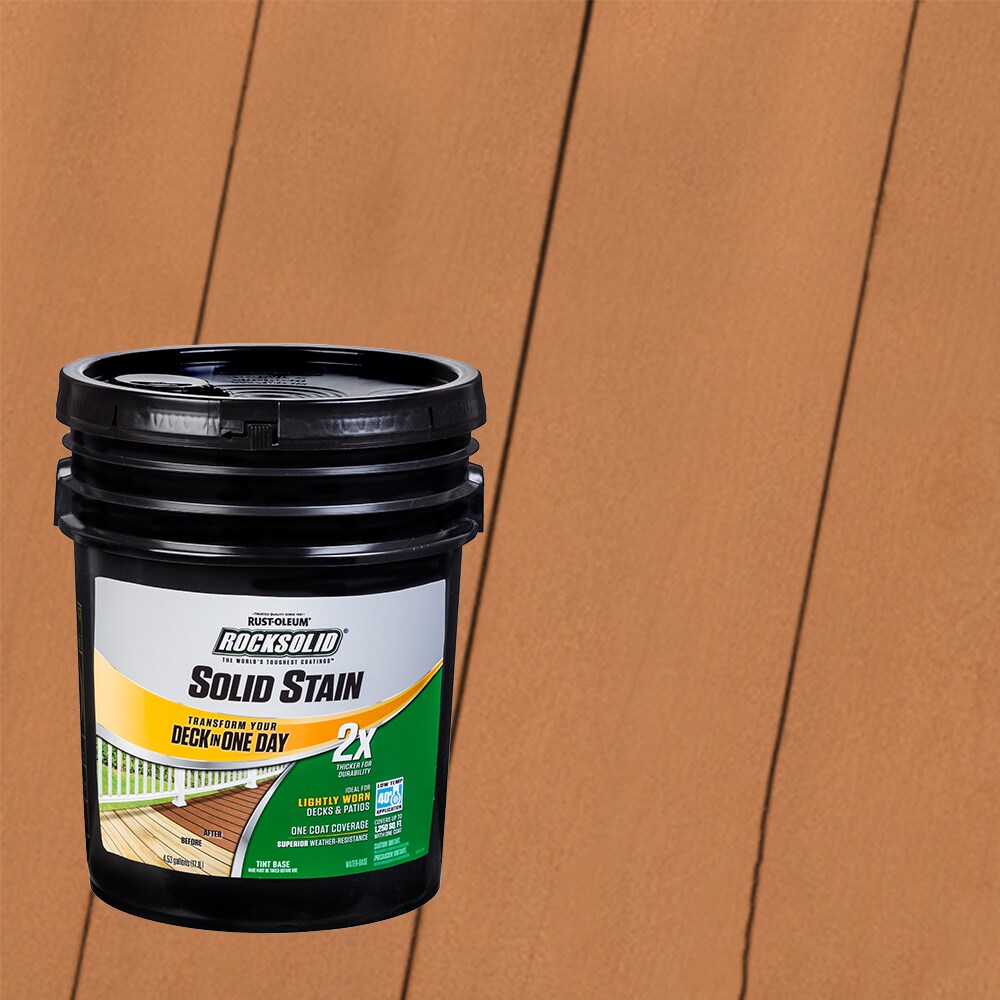 Rust-Oleum 319806T RockSolid 2X Solid Stain Pre-Tinted Cedarstone Solid Exterior Wood Stain and Sealer in One ( 5-gallon )