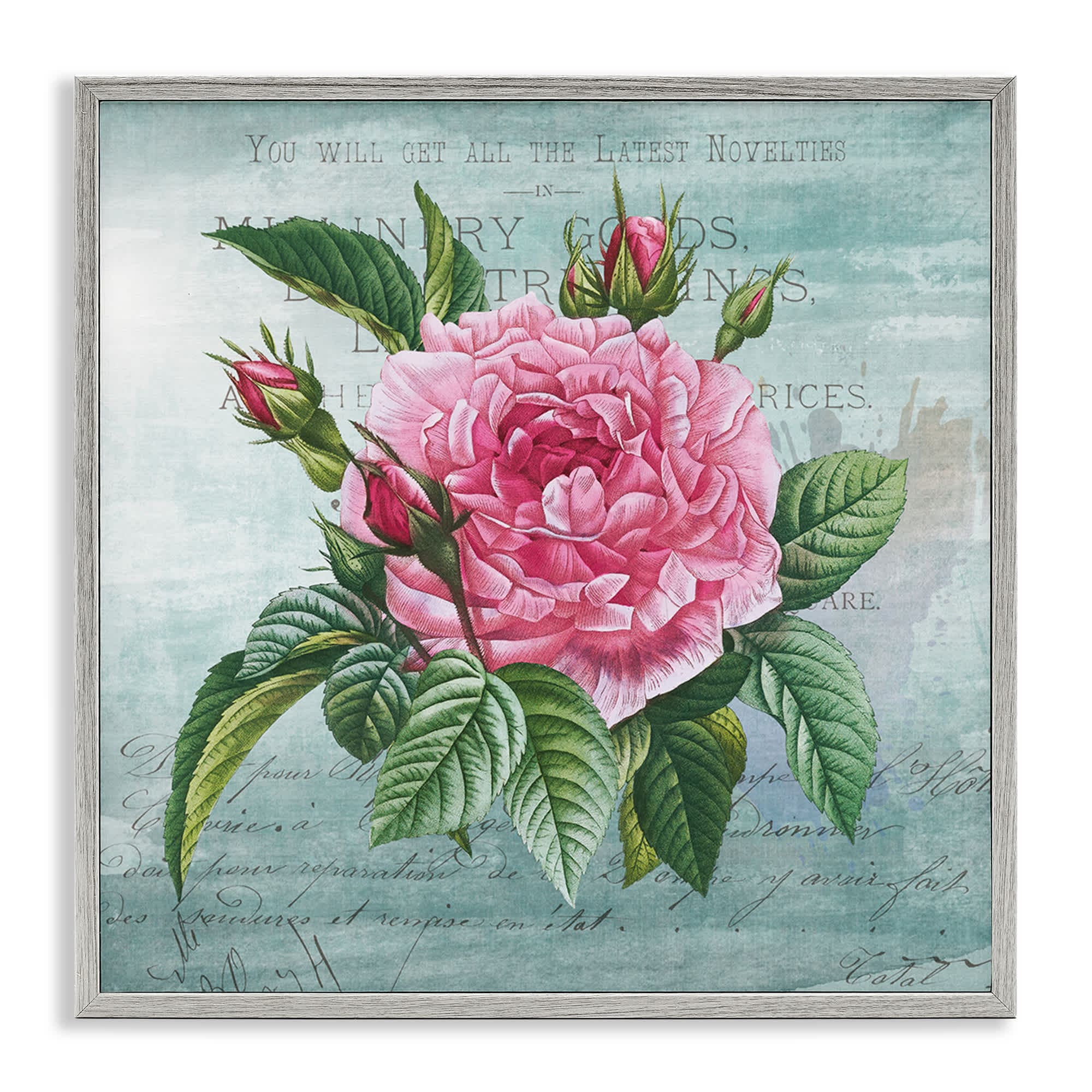 Stupell Industries BT-982-GFF-12X12 Pink Dahlia over Rustic Gray Framed Giclee Art By Susan Arnot 12 x 12