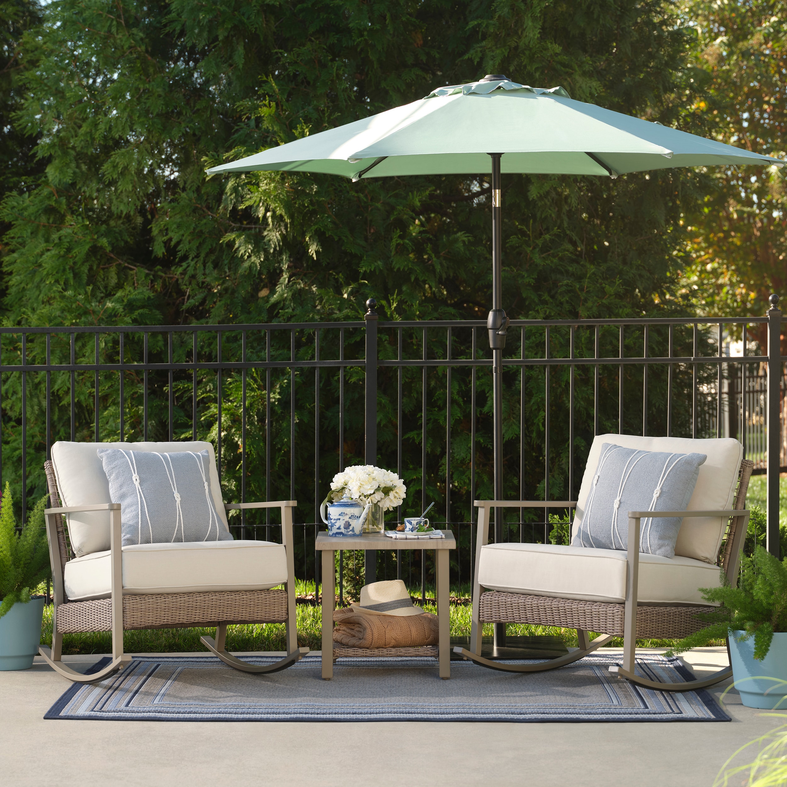 allen + roth Ivy Meadows 3 -Piece Wicker Patio Conversation Set