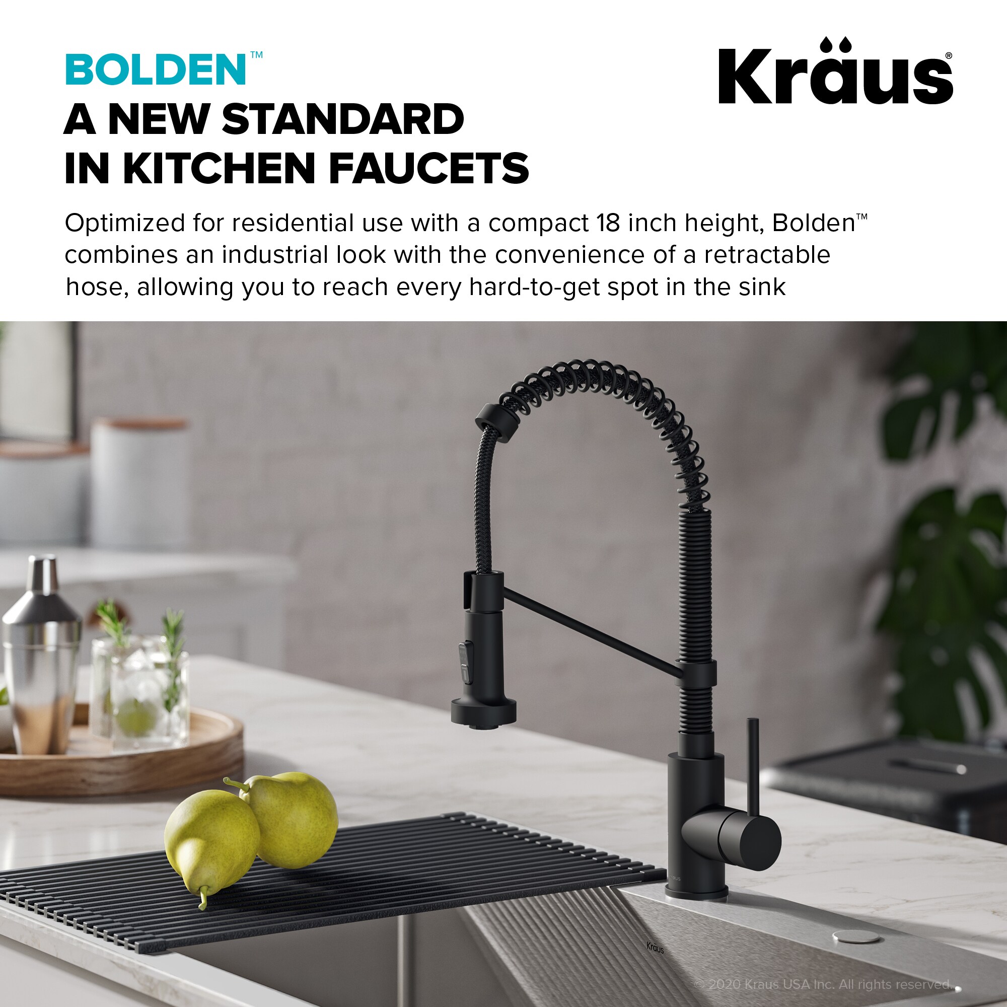 Matte Black Commercial Style Pull-Down Kitchen Faucet with Spray