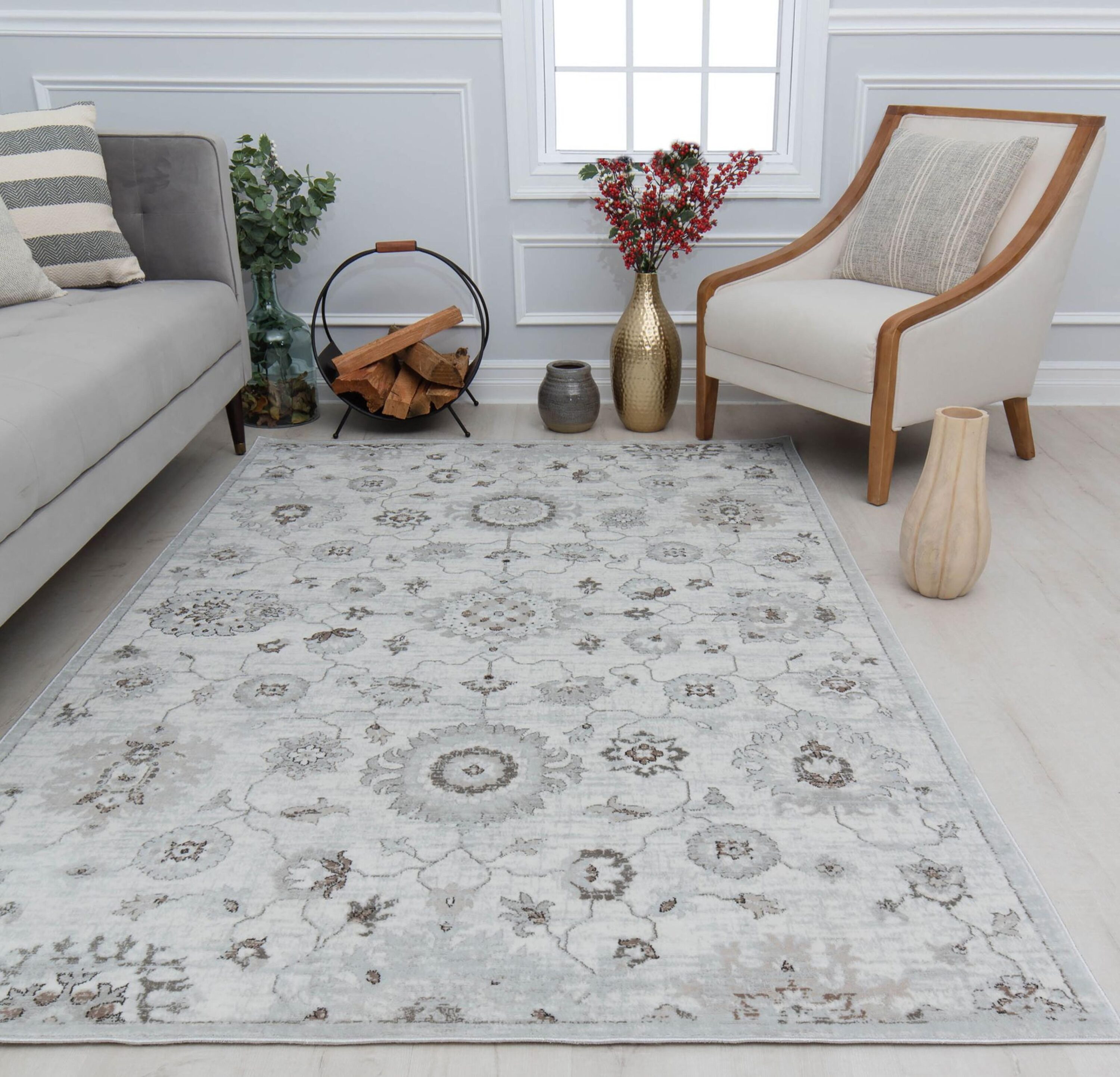 Rugs America 2 x 8 White Opulence Indoor Abstract Vintage Runner in the  Rugs department at