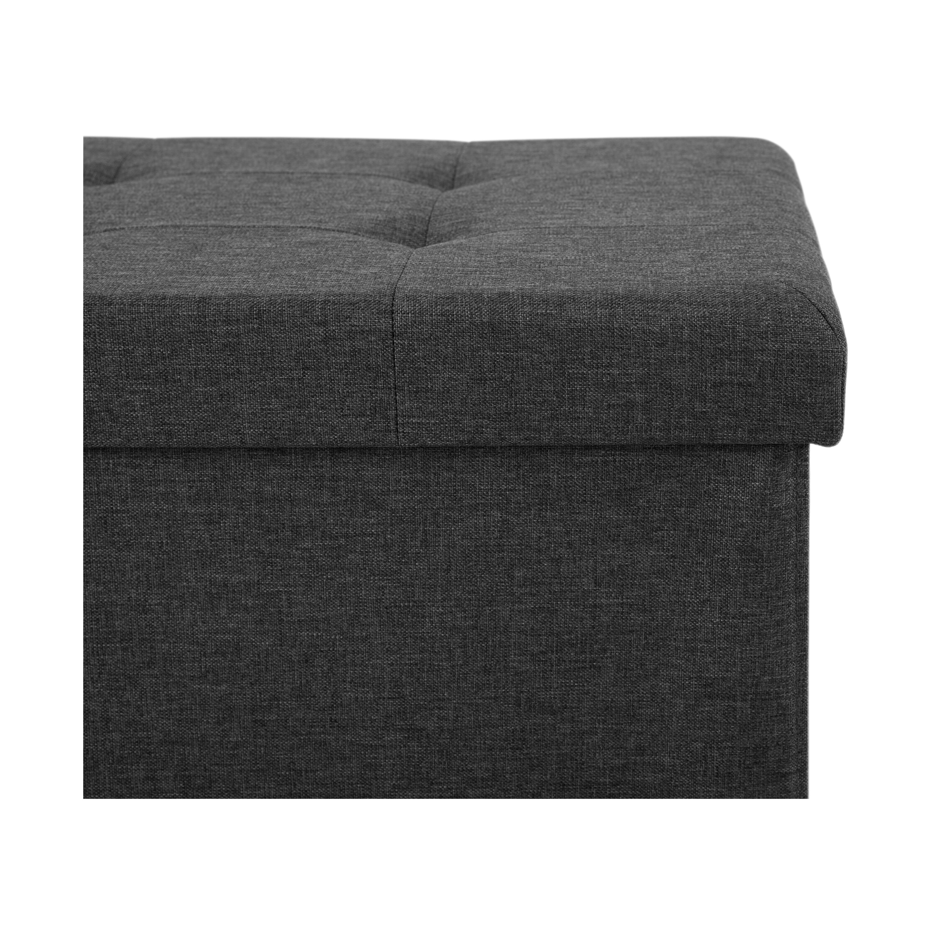Charcoal Gray Tufted Storage Bench Ottoman with Cushioned Lid