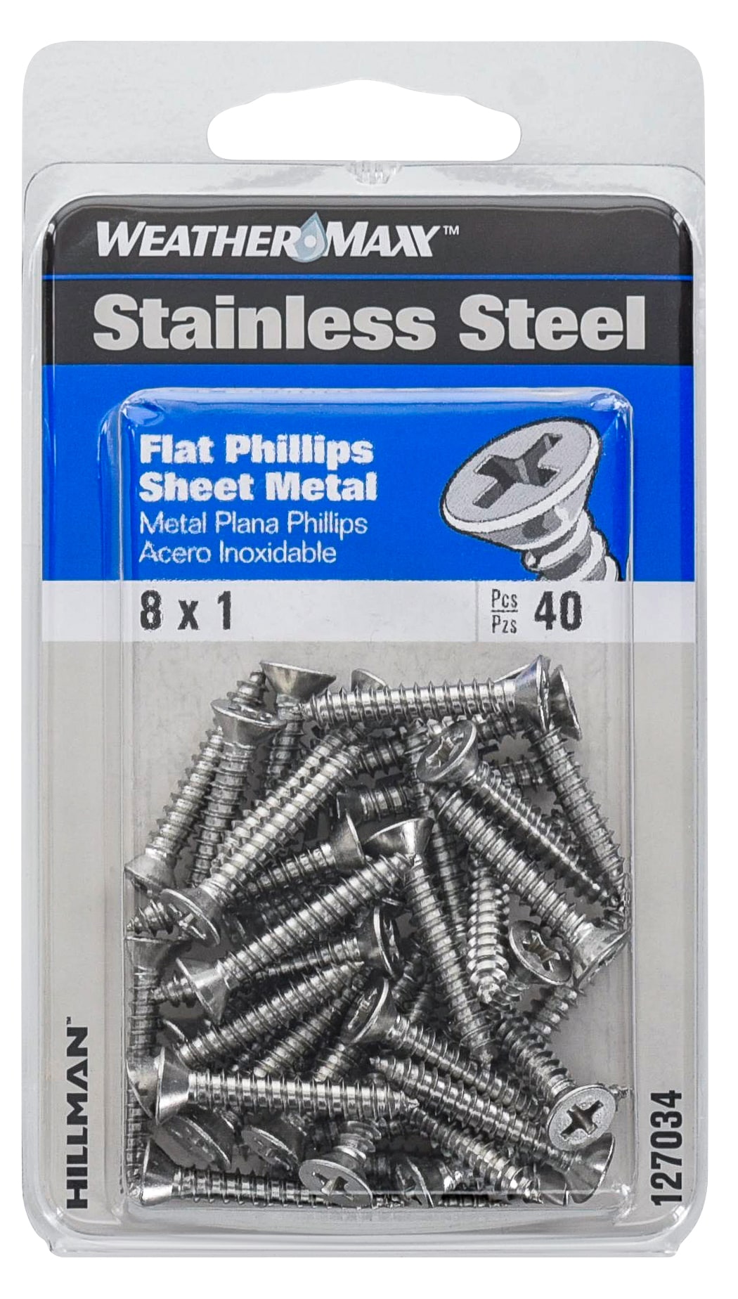 Hillman 127034 #8 x 1-in Phillips -Drive Standard Sheet Metal Screws 40 -Count