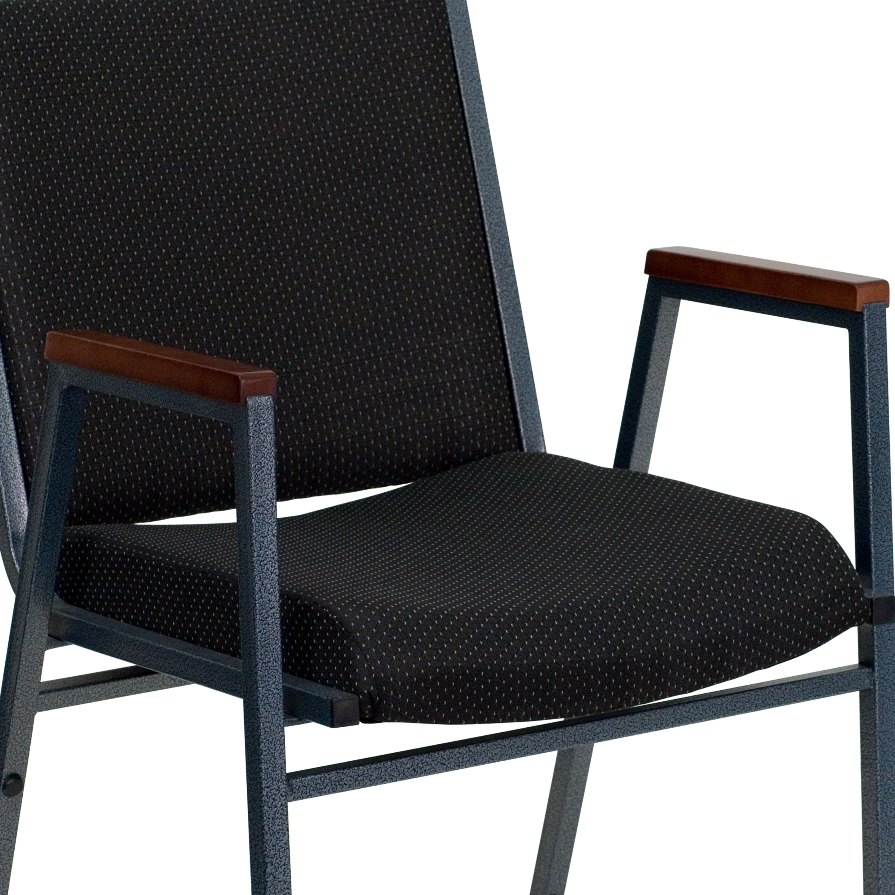 Hercules Series 31'' Heavy Duty Black Fabric Stack Chair with Silver Frame