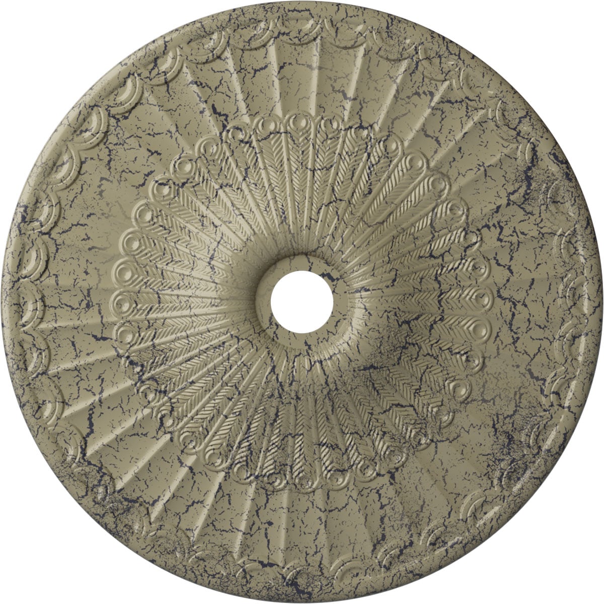 Ekena Millwork CM36GLCSC Galveston 36.625-in W x 36.625-in L Painted Castle Stone Crackle Polyurethane Whole Ceiling Medallion