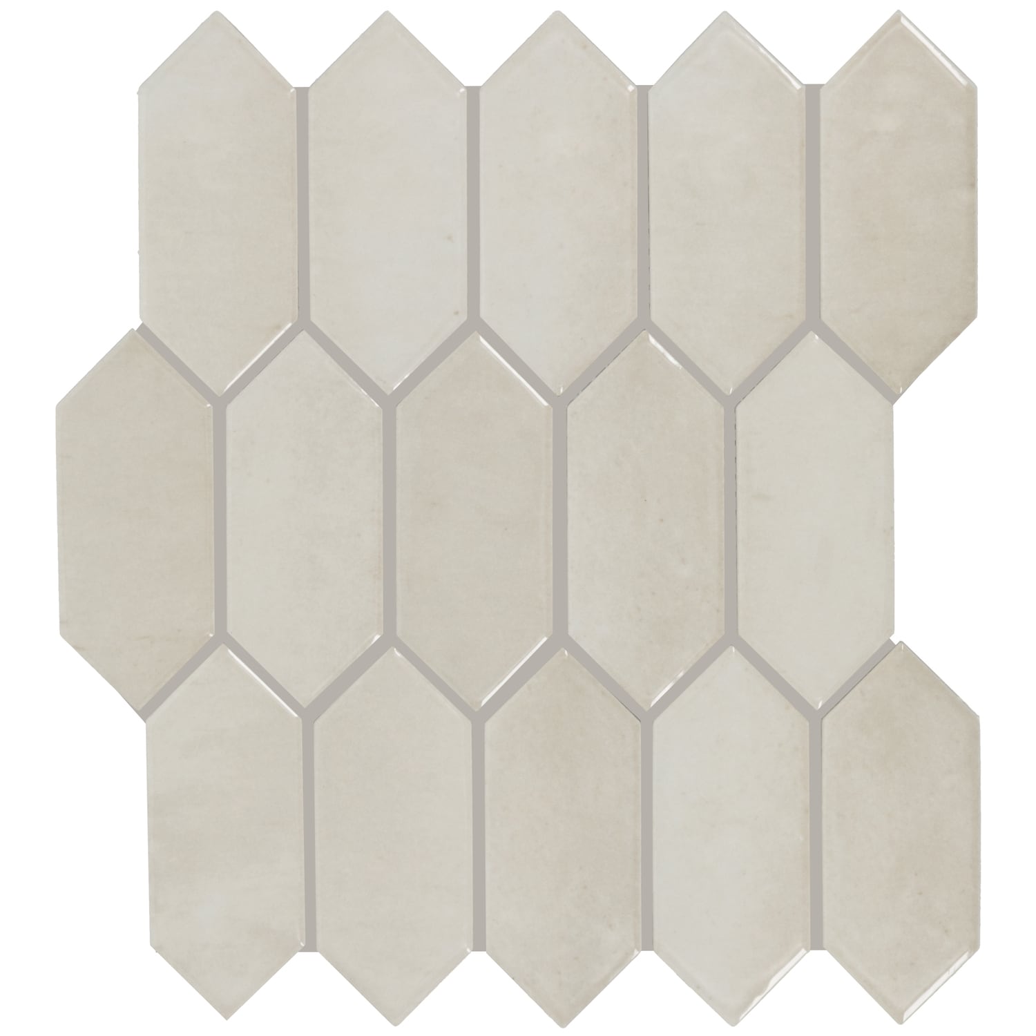 American Olean HA19PCK25MBLWGL Handcrafted Artistry Taupe 11-in x 12-in Glossy Ceramic Patterned Hexagon Mosaic Wall Tile (0.73-sq. ft/ Piece)