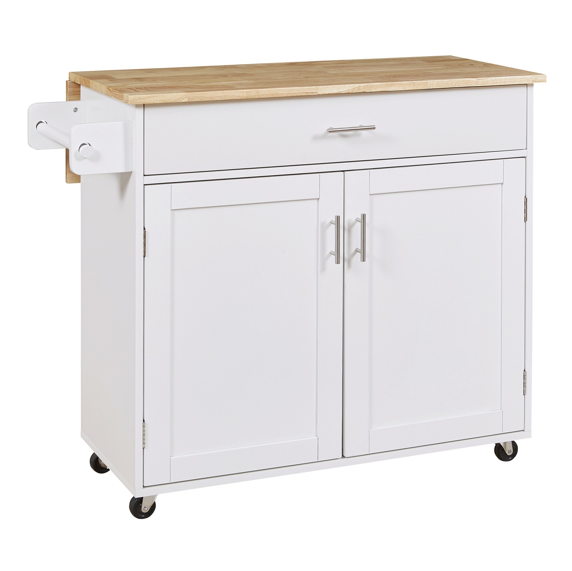 BABOOM Gray Mdf Base with Wood Top Rolling Kitchen Island (25.7-in x 39-in x 34-in)