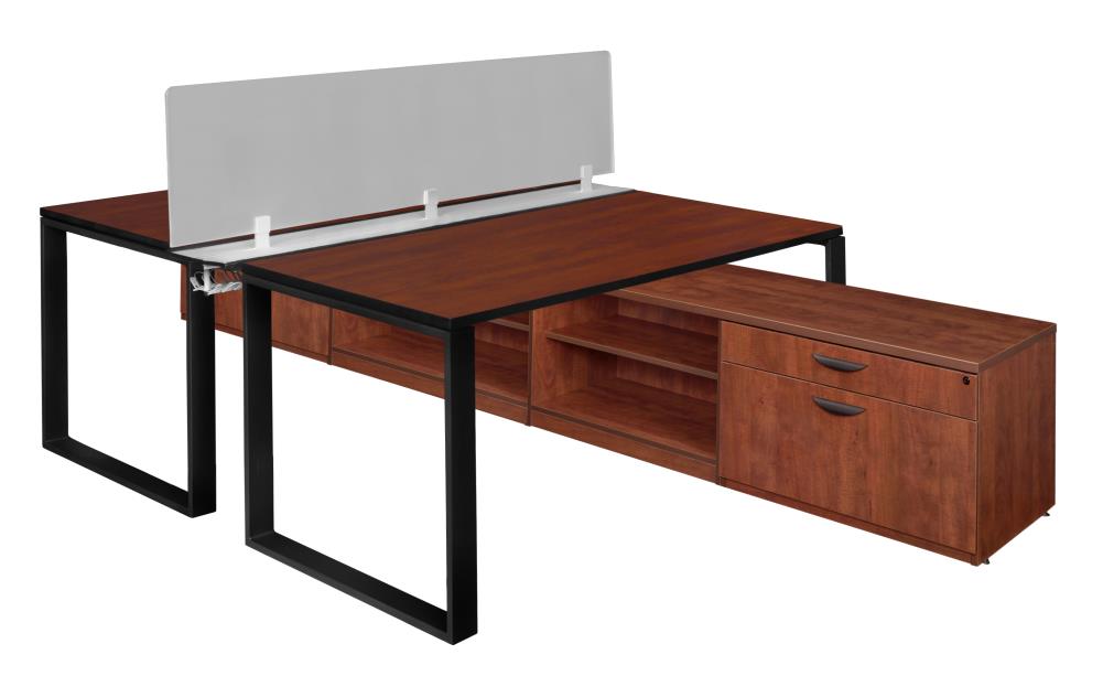 Regency STBSPD6624LCCHBK Structure 130-in Red Modern/Contemporary 2-person Desk