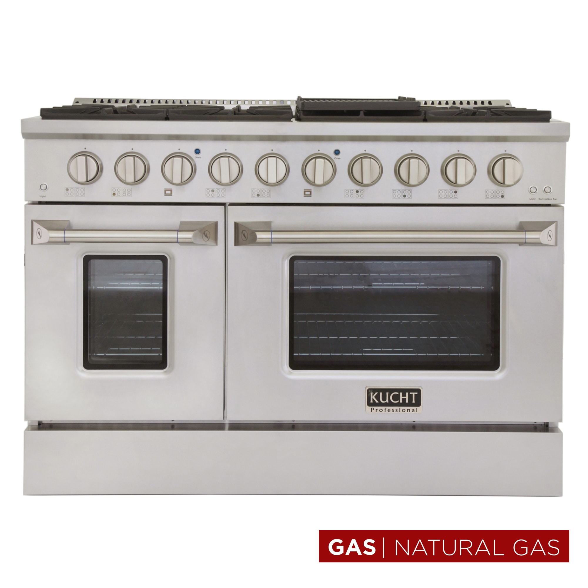 Kucht KNG481-S KNG 48-in 8 burners 4.2-cu ft / 2.5-cu ft Convection Oven Freestanding Double Oven Gas Range ( Stainless Steel )