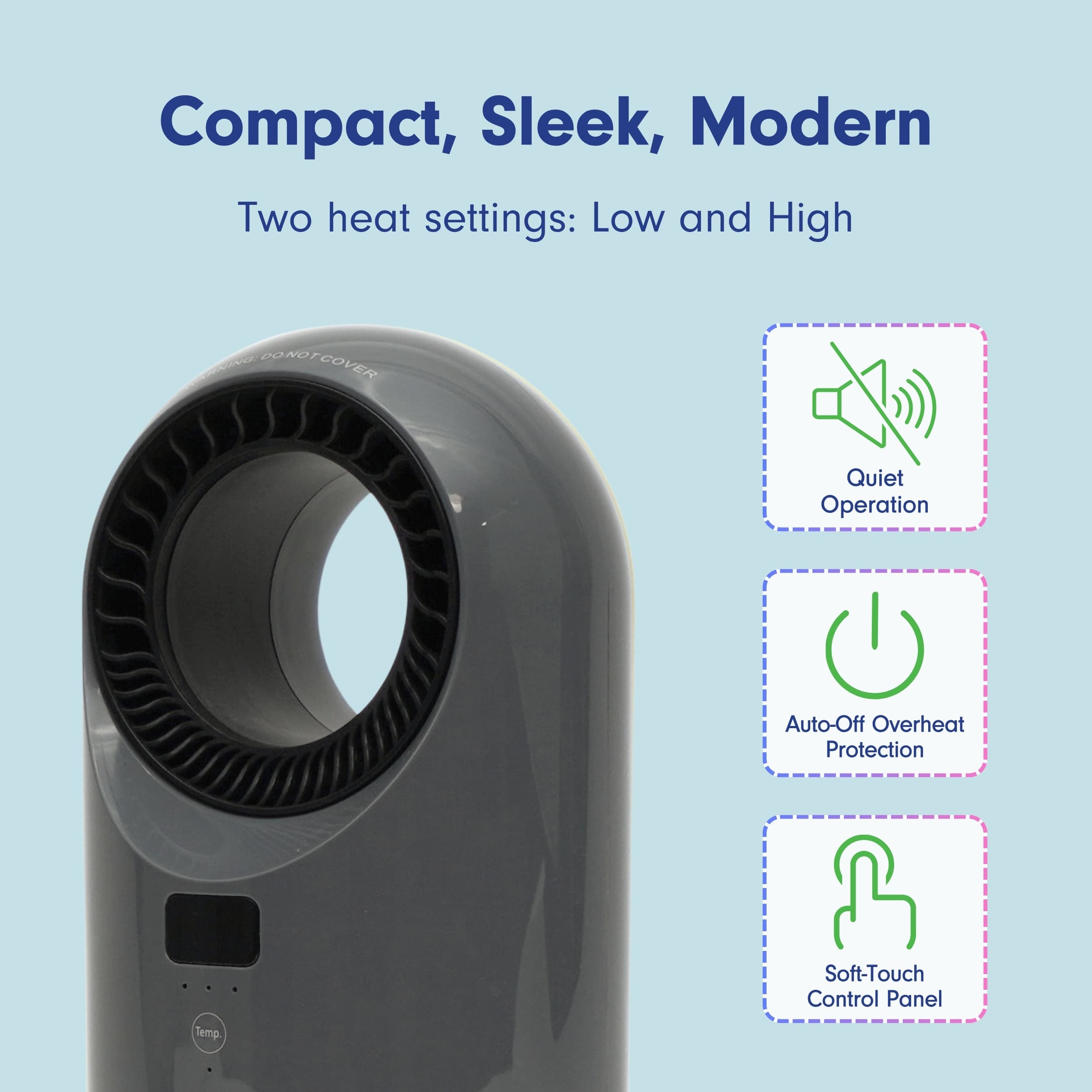 LivePure LP2200HTR-GRA Portable-Electric-Heat - View #3
