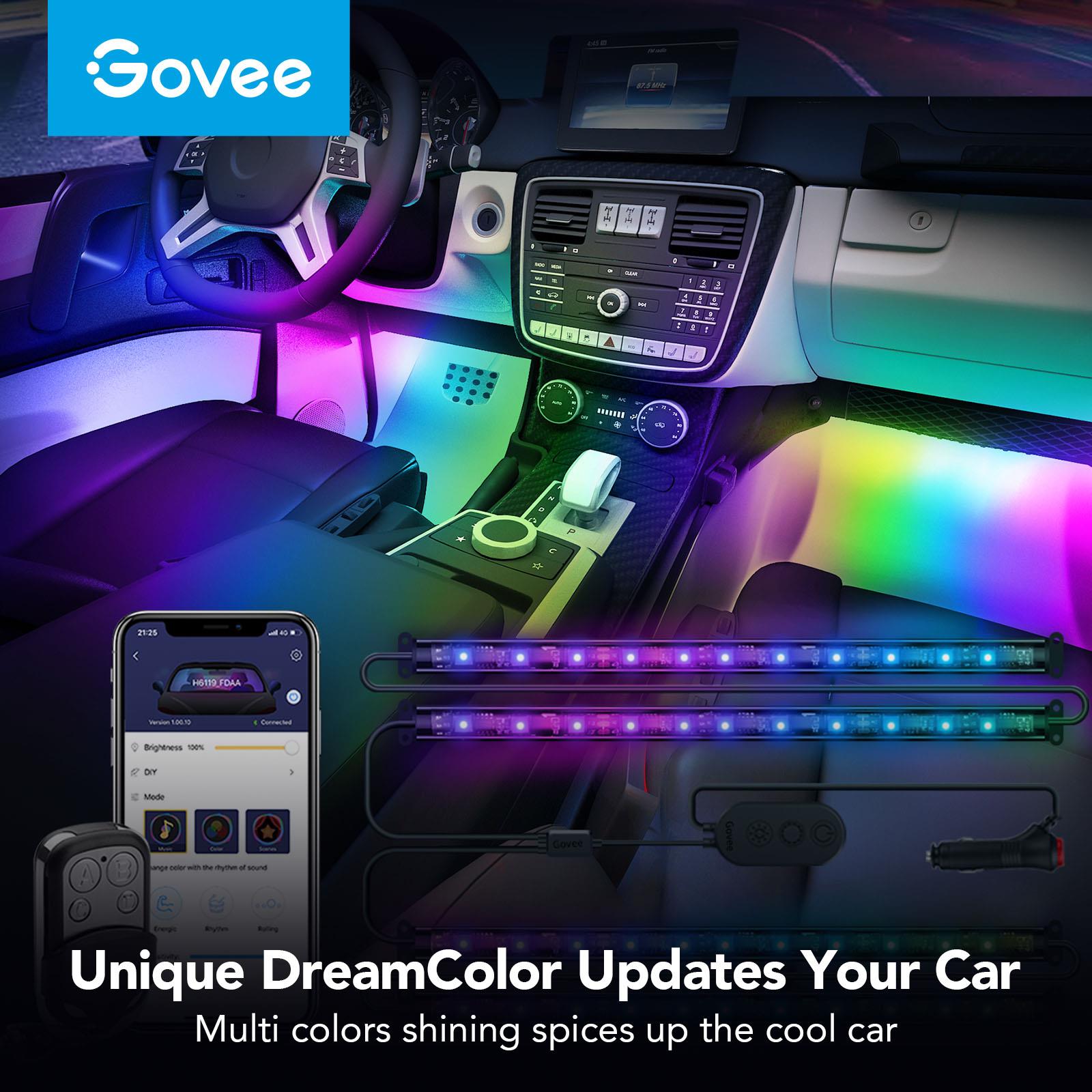 Govee Car LED Lights, Smart Interior Lights with App Control, RGB Inside  Car Lights with DIY Mode and Music Mode, 2 Lines Design for Cars with Car
