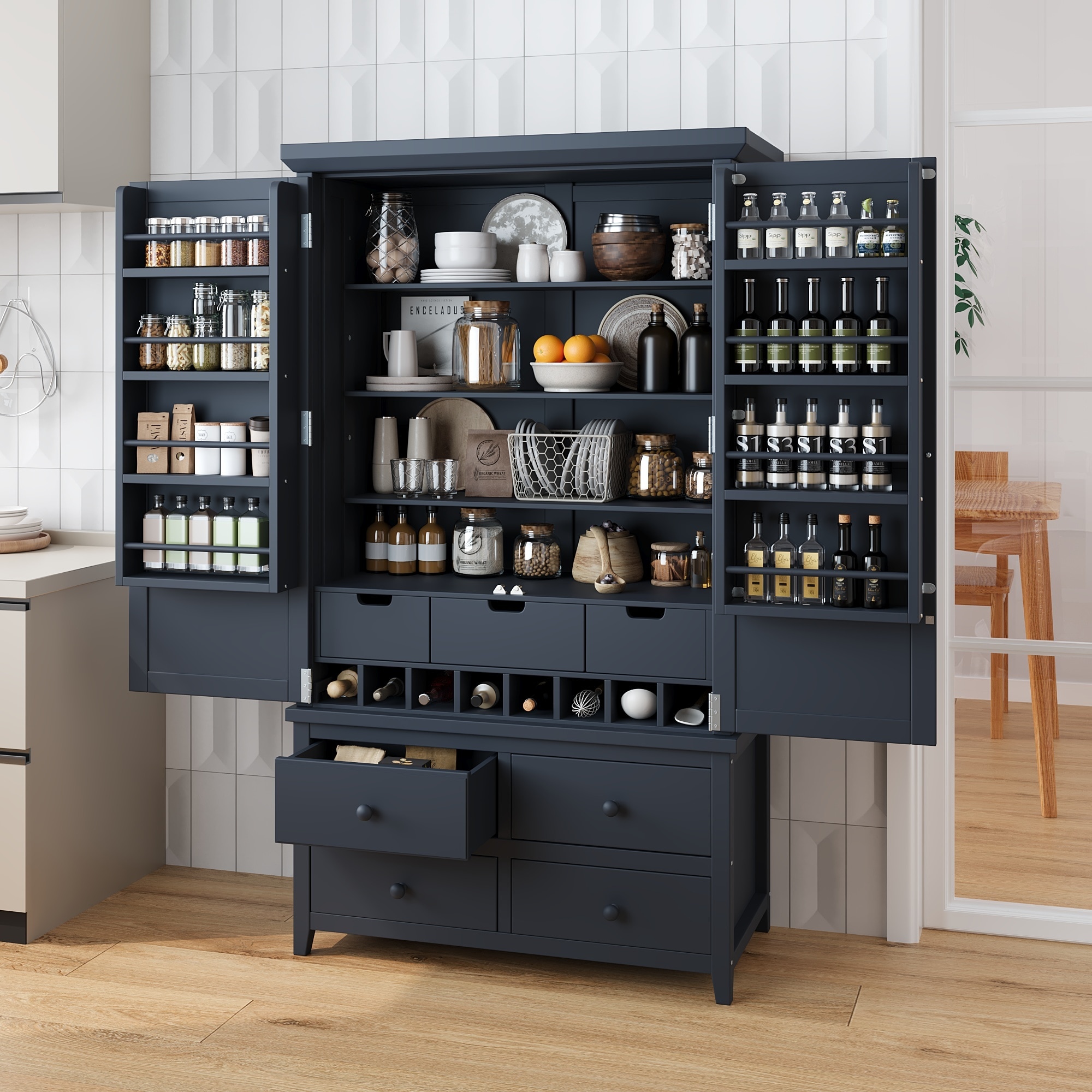 Horizons Prime 41 inch x 19 inch x 71 inch Gray MDF and Pine Wood