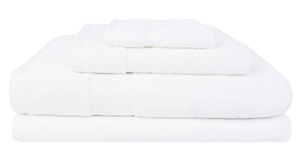 Everplush 4-Piece Marble (White and Grey) Cotton Quick Dry Hand