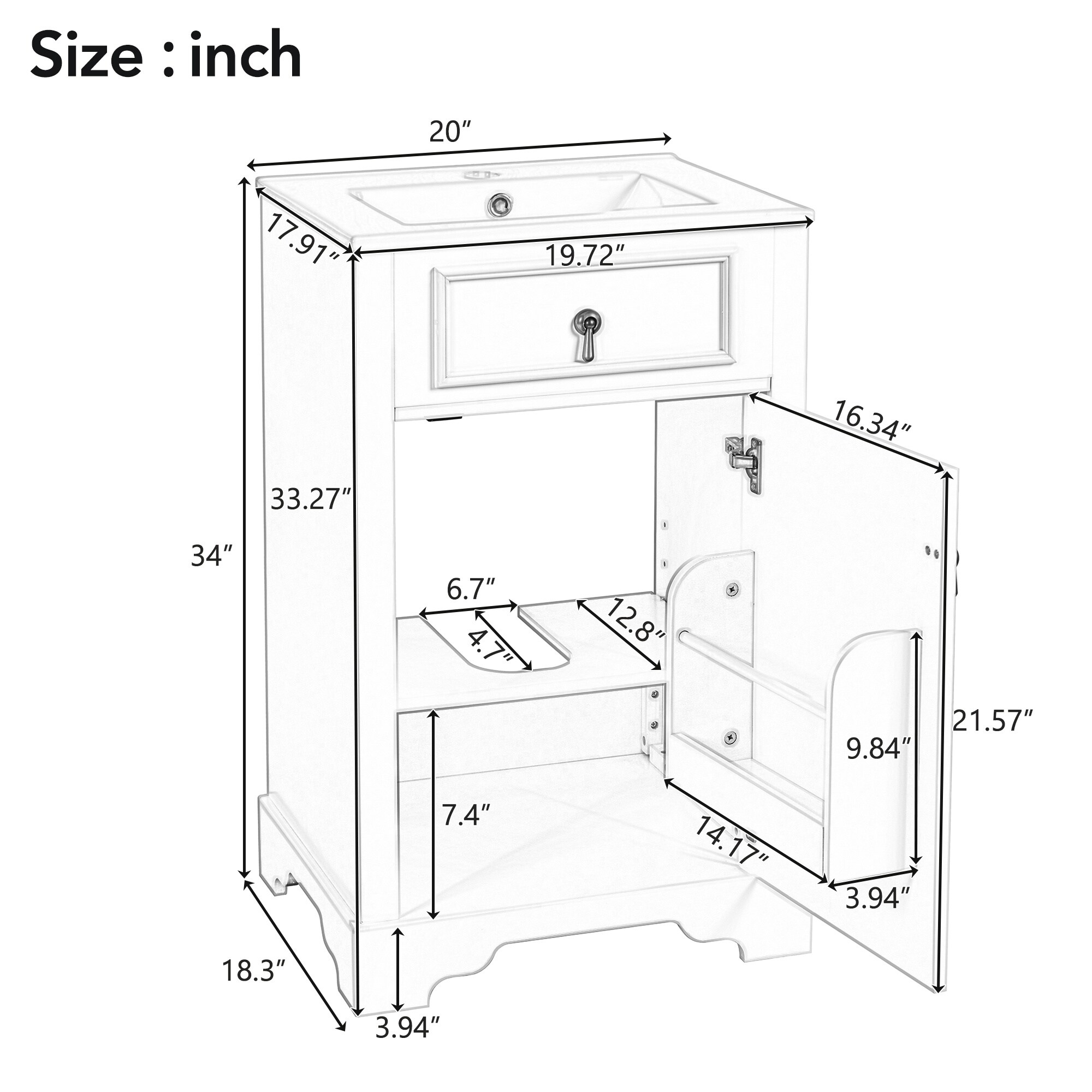 Homy Casa BVSX-W20-WHS Bath-Vanity-Combo - View #2