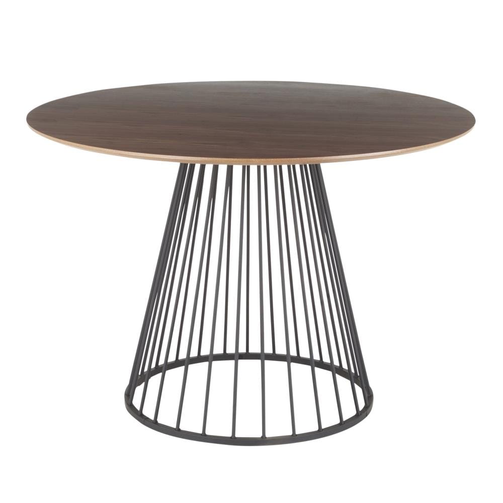 LumiSource Canary Black Metal, Walnut Wood Round Contemporary/Modern ...