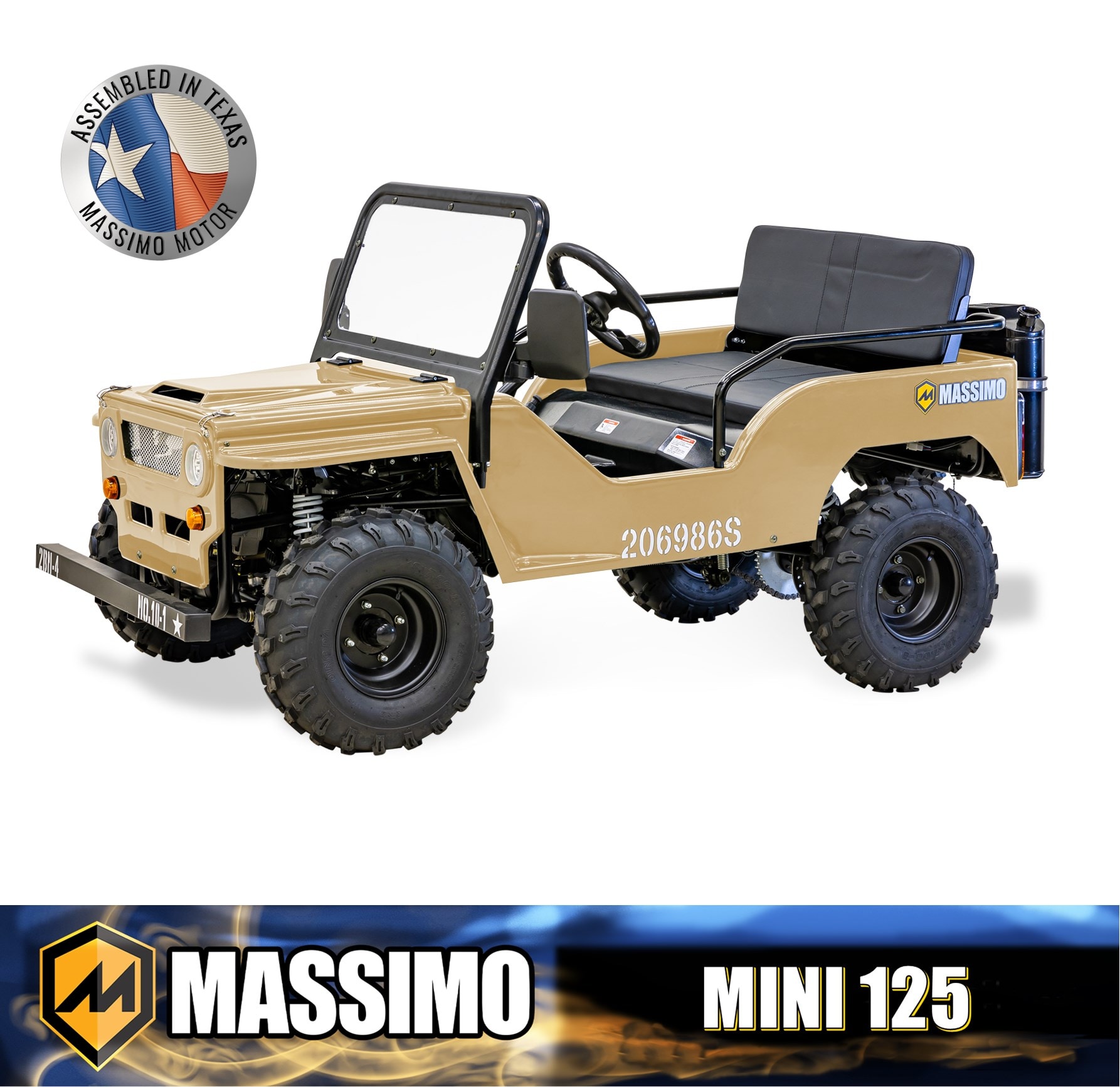 Massimo Y540125712 Gas Motorized Go-kart with 125cc Engine, 9hp, 28-MPH Top Speed, Automatic Transmission, Electric Starter, 2-seater