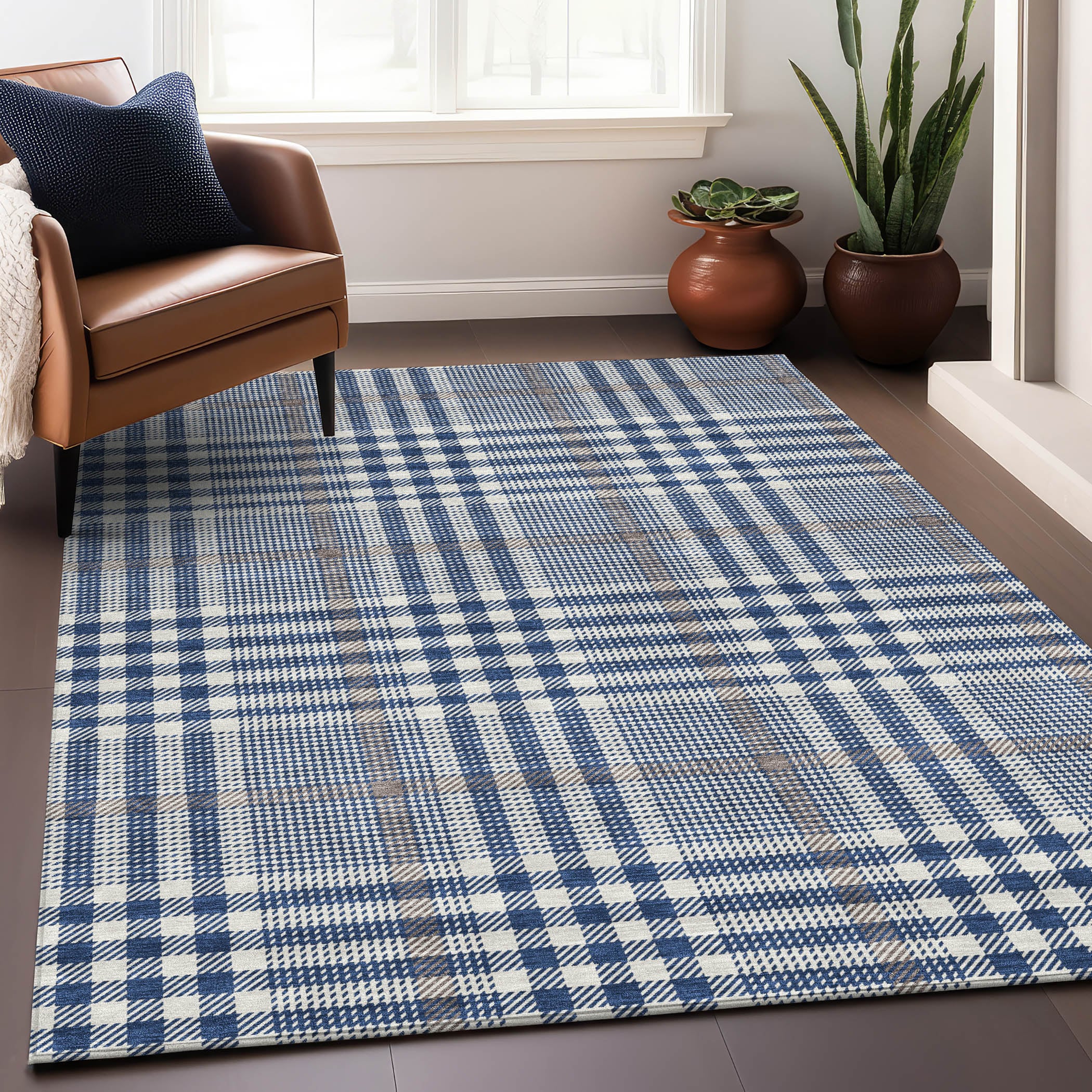Addison Rugs ACN1054NA3X5 Chantille ACN1054NA 3 x 5 (ft) Polyester Navy Rectangular Indoor/Outdoor Geometric Machine washable Area rug