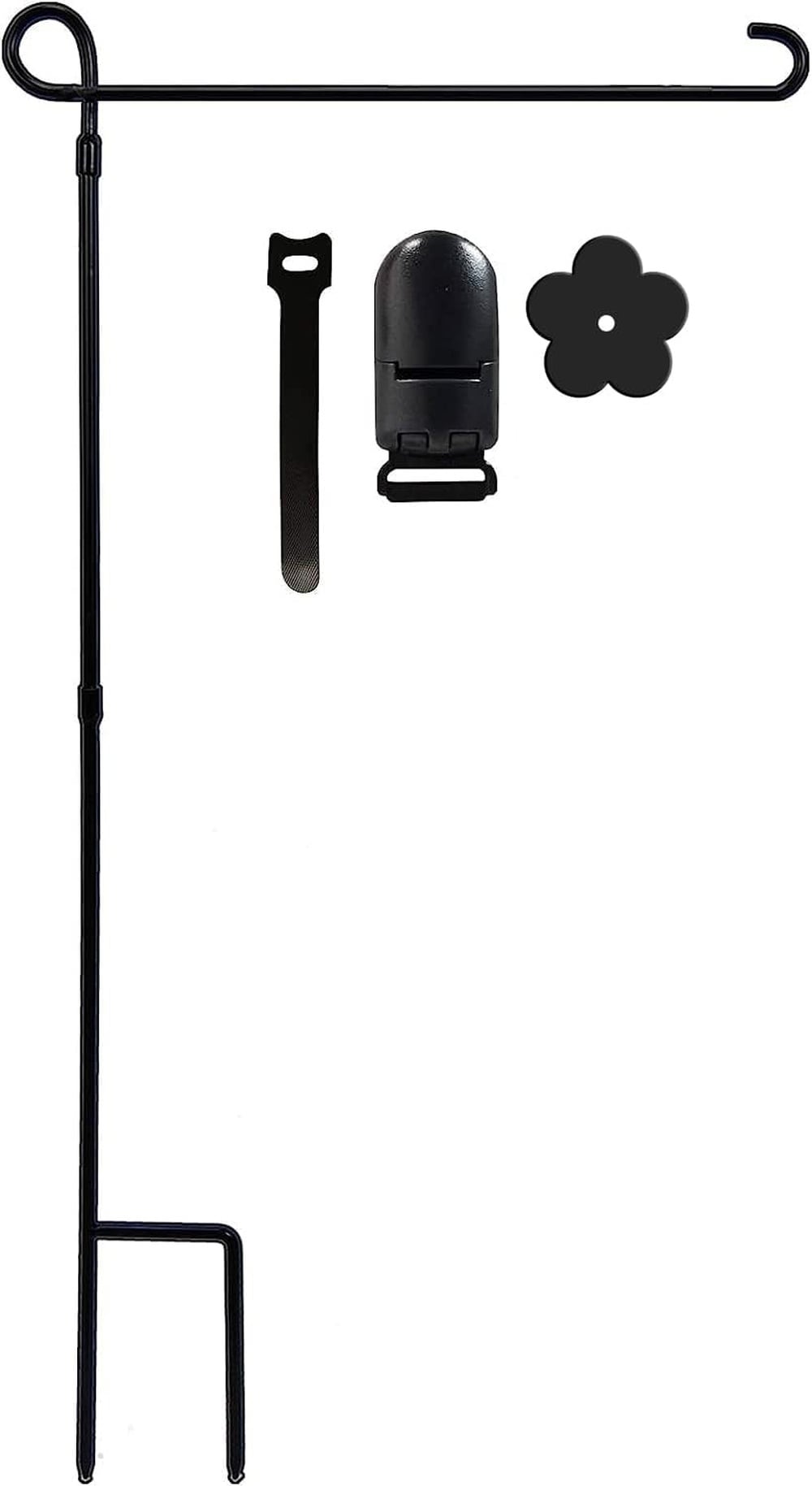 Justincity  Garden Flag Holder Stand Metal Powder Coated Yard Flagpole with Clip Stopper Weather Proof Outdoor Decor for Small Flags 1 Piece
