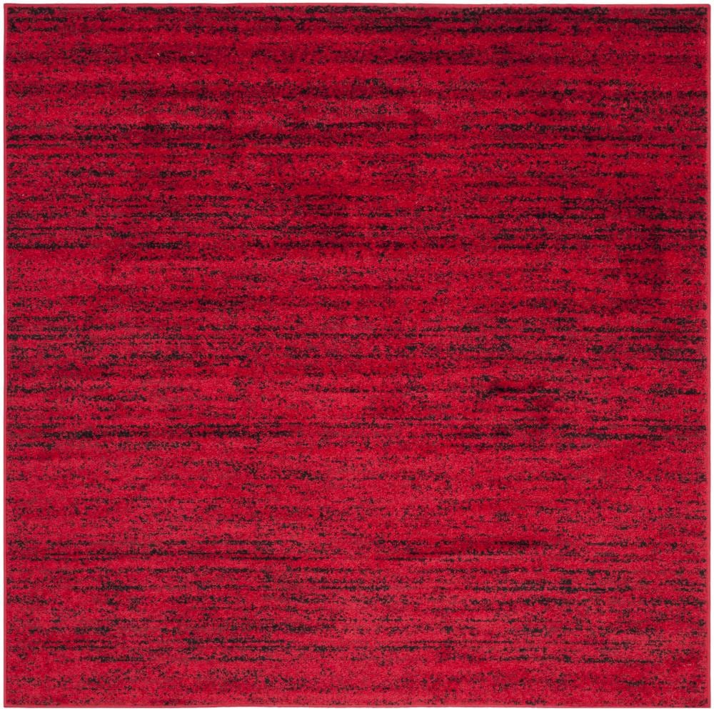 Safavieh ADR117F-4SQ Adirondack Lorenzo 4 x 4 (ft) Loomed Polypropylene Red/Black Square Indoor Distressed/Overdyed Industrial Area rug
