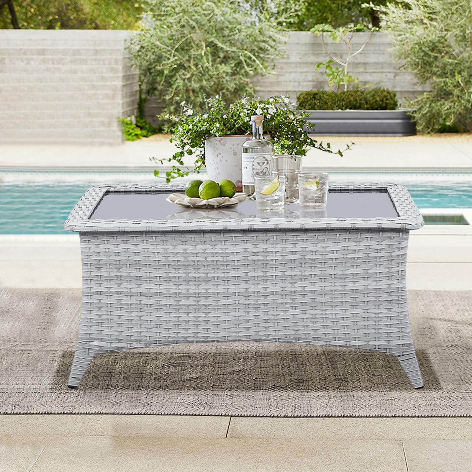  PA077 PATABLE-T Rectangle Wicker Coffee 28.5-in W x 46.5-in L