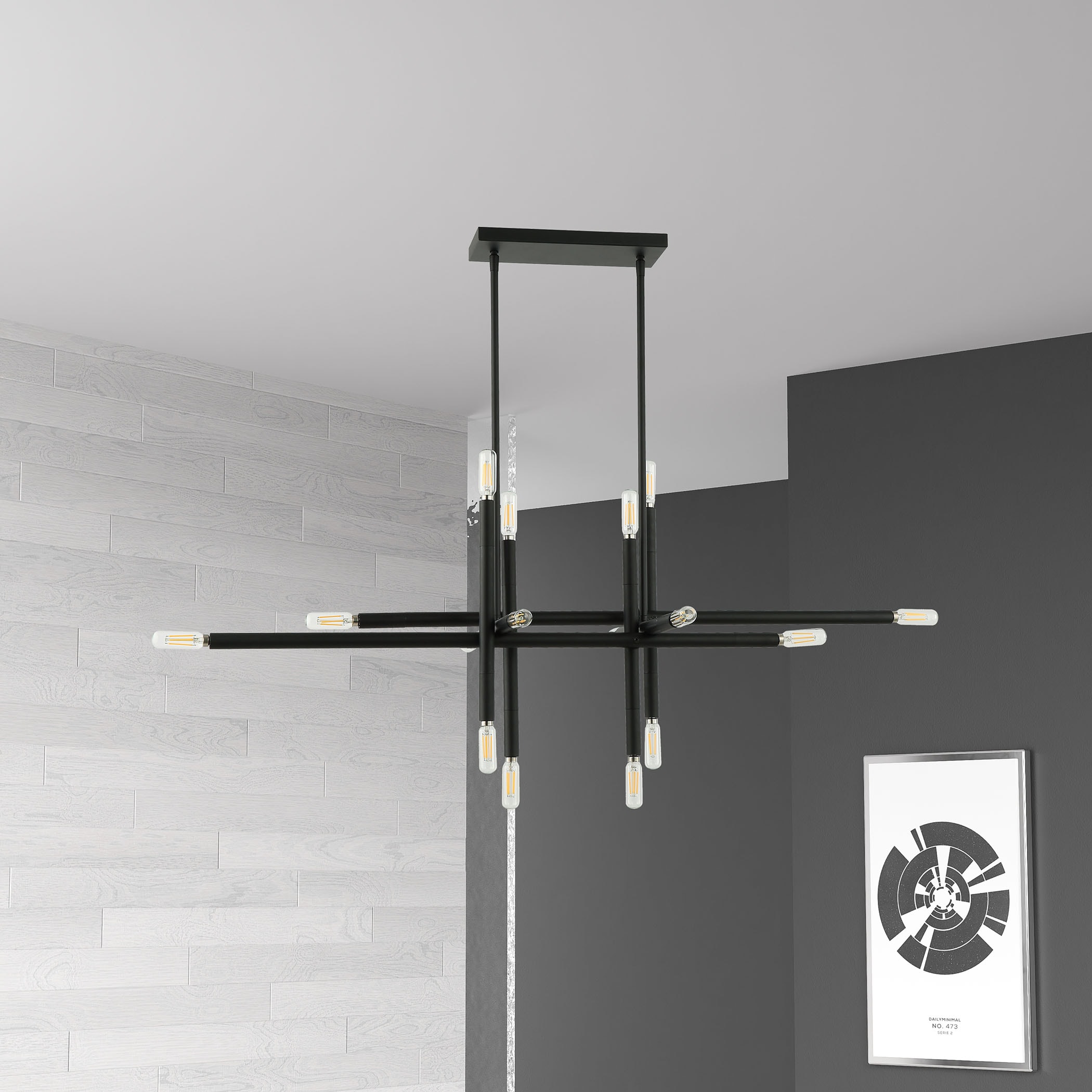 Kanata Modern Matte Black 16-Light Sputnik LED Chandelier