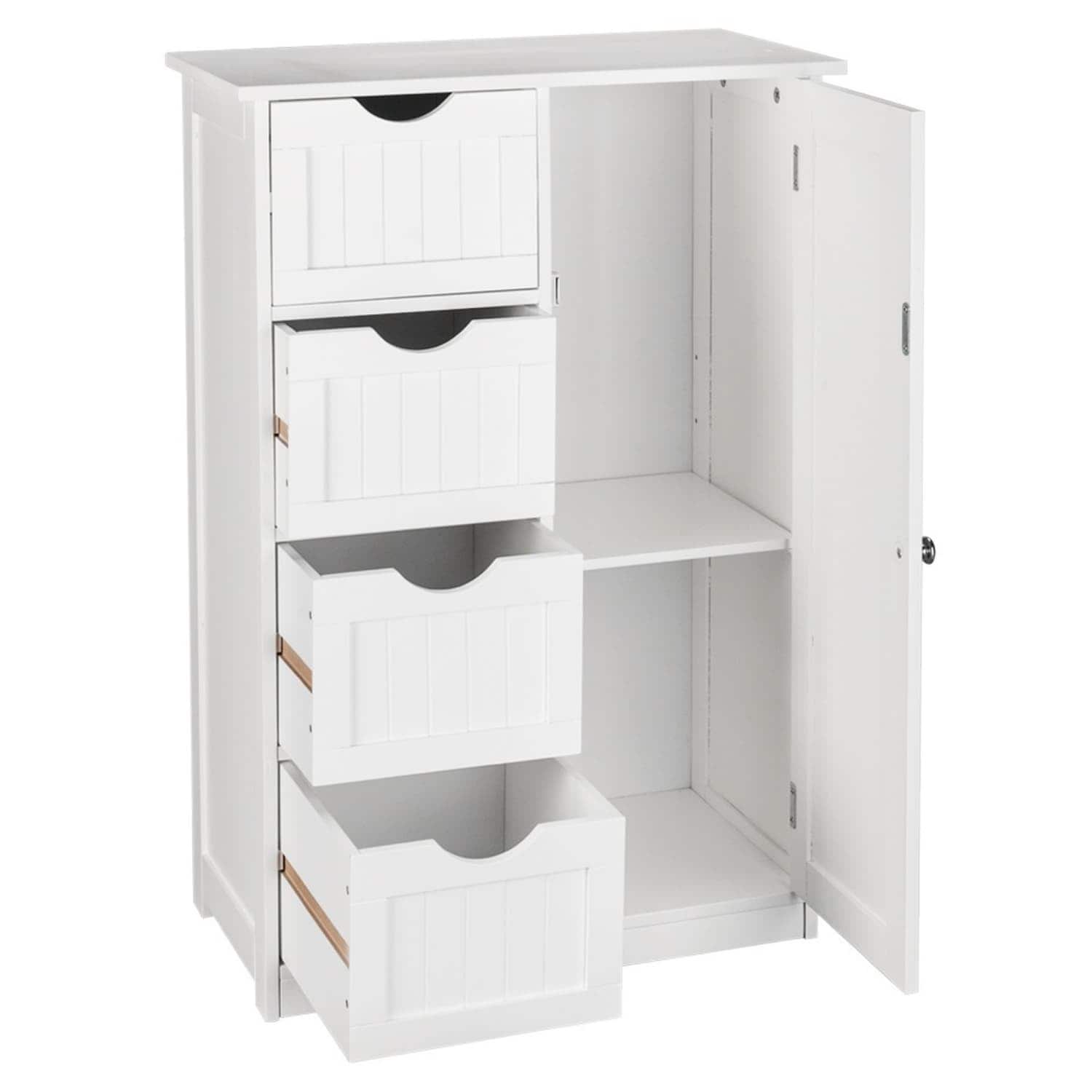OGETFUUR 31.9-in White MDF Bathroom Storage Cabinet with 4 Drawers for Bathroom
