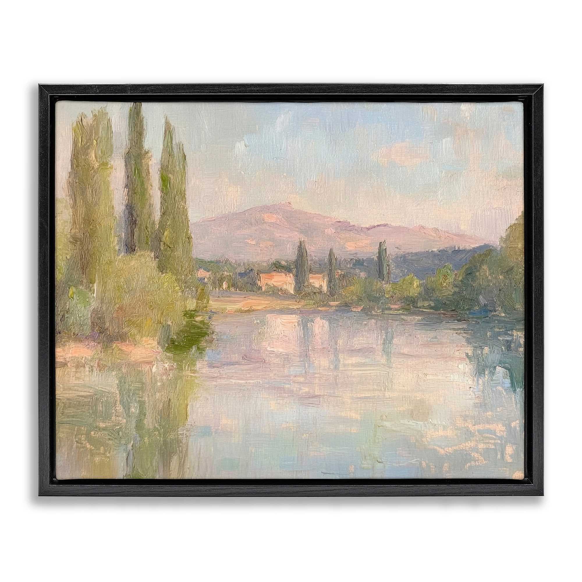 Stupell Industries BT-817-FFB-24X30 Place By The Lake Black Framed Floater Canvas Wall Art By Petal Prints Design 31 x 25