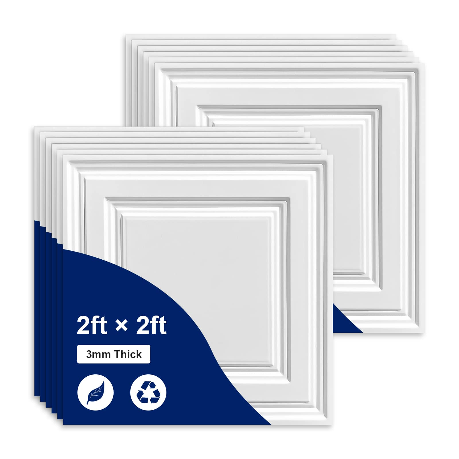 GLETOOL White 2 ft. x 2 ft. Textured Waterproof Washable and Fire-Rated PVC Ceiling Tile (48 sq. ft. per case) 12 Tiles #GL-CX03-W