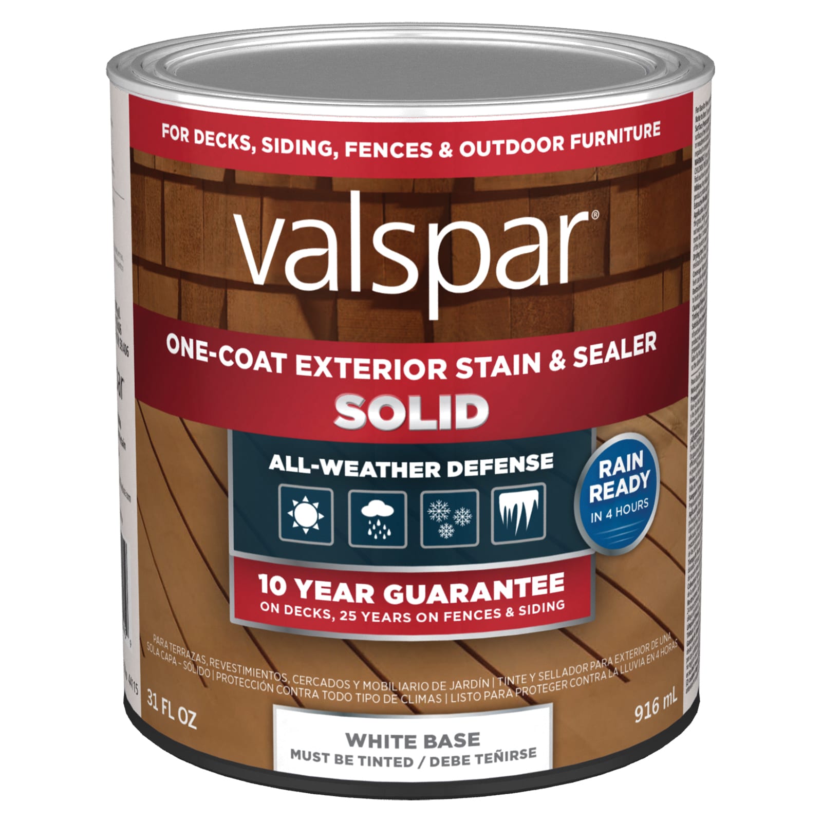 Valspar VL1028088-14 White Base Solid Exterior Wood Stain and Sealer in One ( 1-quart )