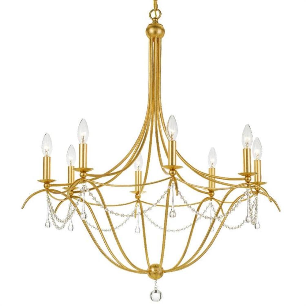 Crystorama 428-GA Metro 8 -Light Polished Gold Rustic Crystal For Use in Bathrooms, Foyers, Kitchens, Chandelier