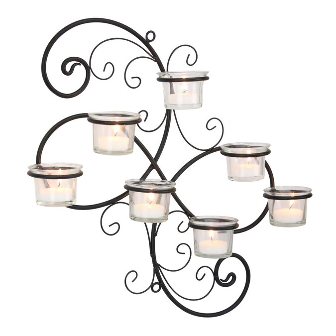 Stonebriar 7 Candle Metal Sconce Holder 15 In H X 2 4 W 16 1 L The Holders Department At Com - Metal Wall Tealight Candle Holder