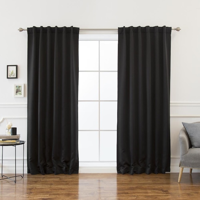 Best Home Fashion 126-in Black Polyester Blackout Back Tab Curtain Panel  Pair in the Curtains & Drapes department at Lowes.com