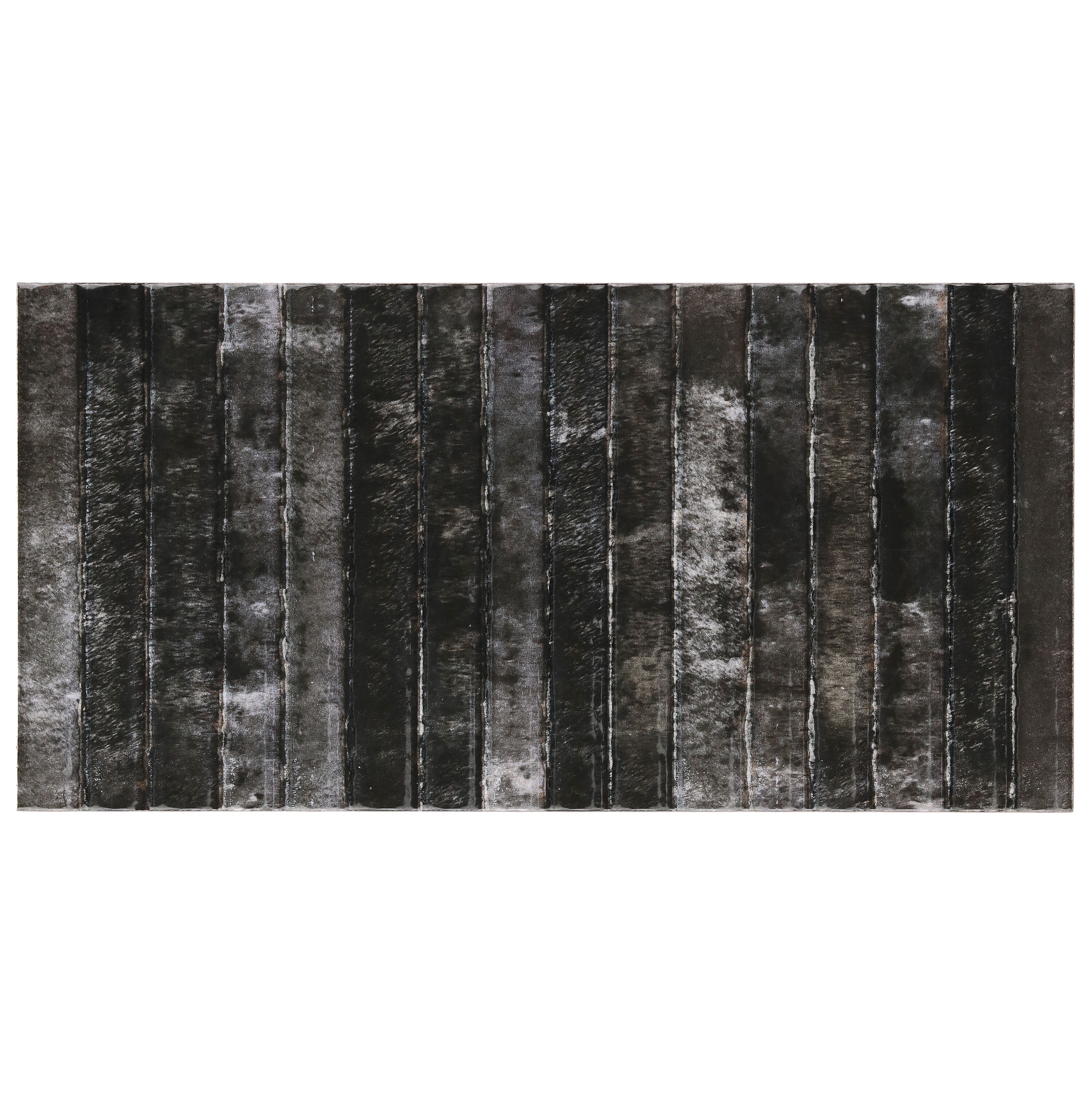 Artmore Tile EXT3RD108890 Sample- Hills Black 6-in x 12-in Glossy Ceramic Wall Tile