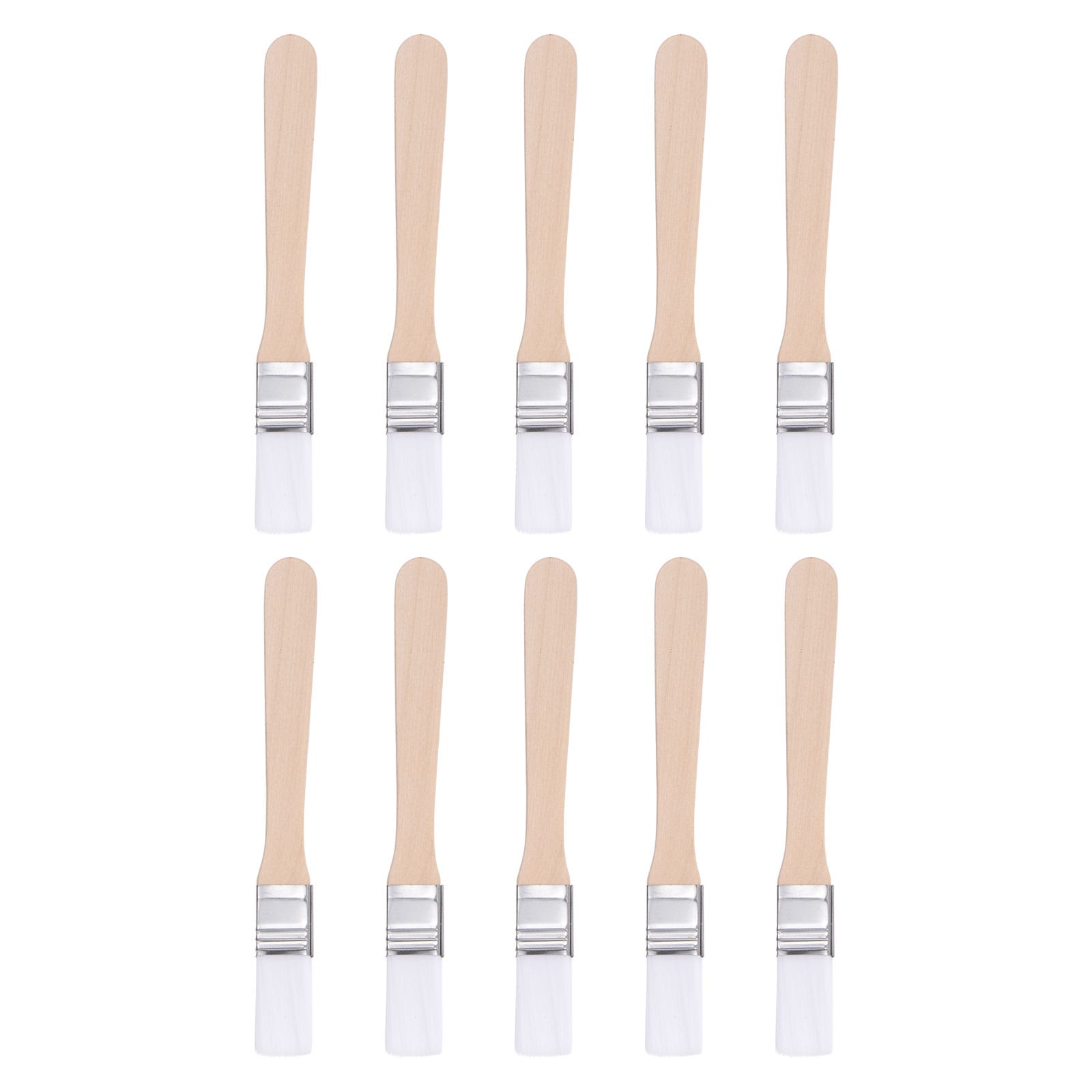 Unique Bargains 0.6 Inch Width Small Paint Brush Nylon Bristle with Wood Handle Painting Tool for Wall Door Cabinets Furniture Fences White 10pcs
