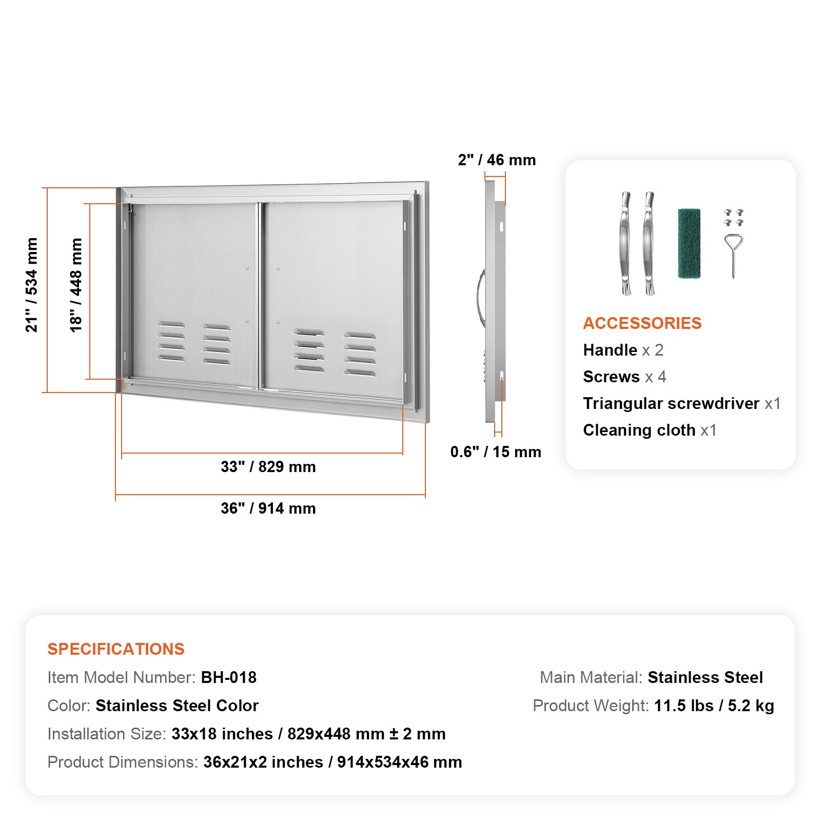 VEVOR SMMBSCJMYS36I3IIAV0 Builtin-Grill-Cabinet-Parts - View #10