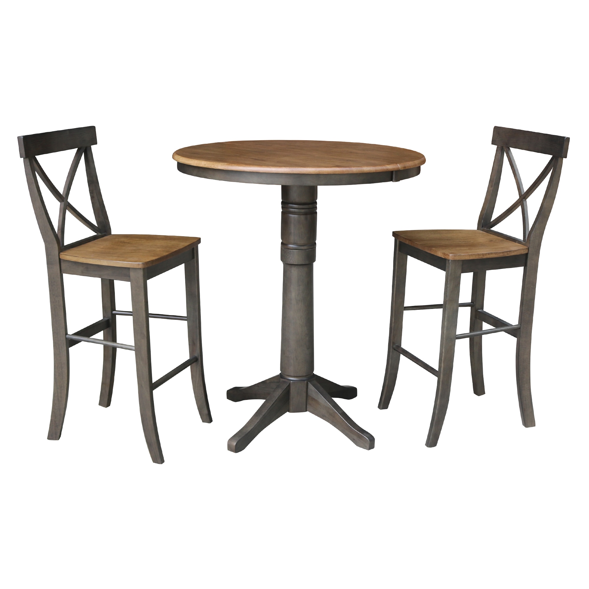 International Concepts K45-36RXT-27-S6133-2 Hickory/Washed Coal Traditional Dining Room Set with Round Table (Seats 4)