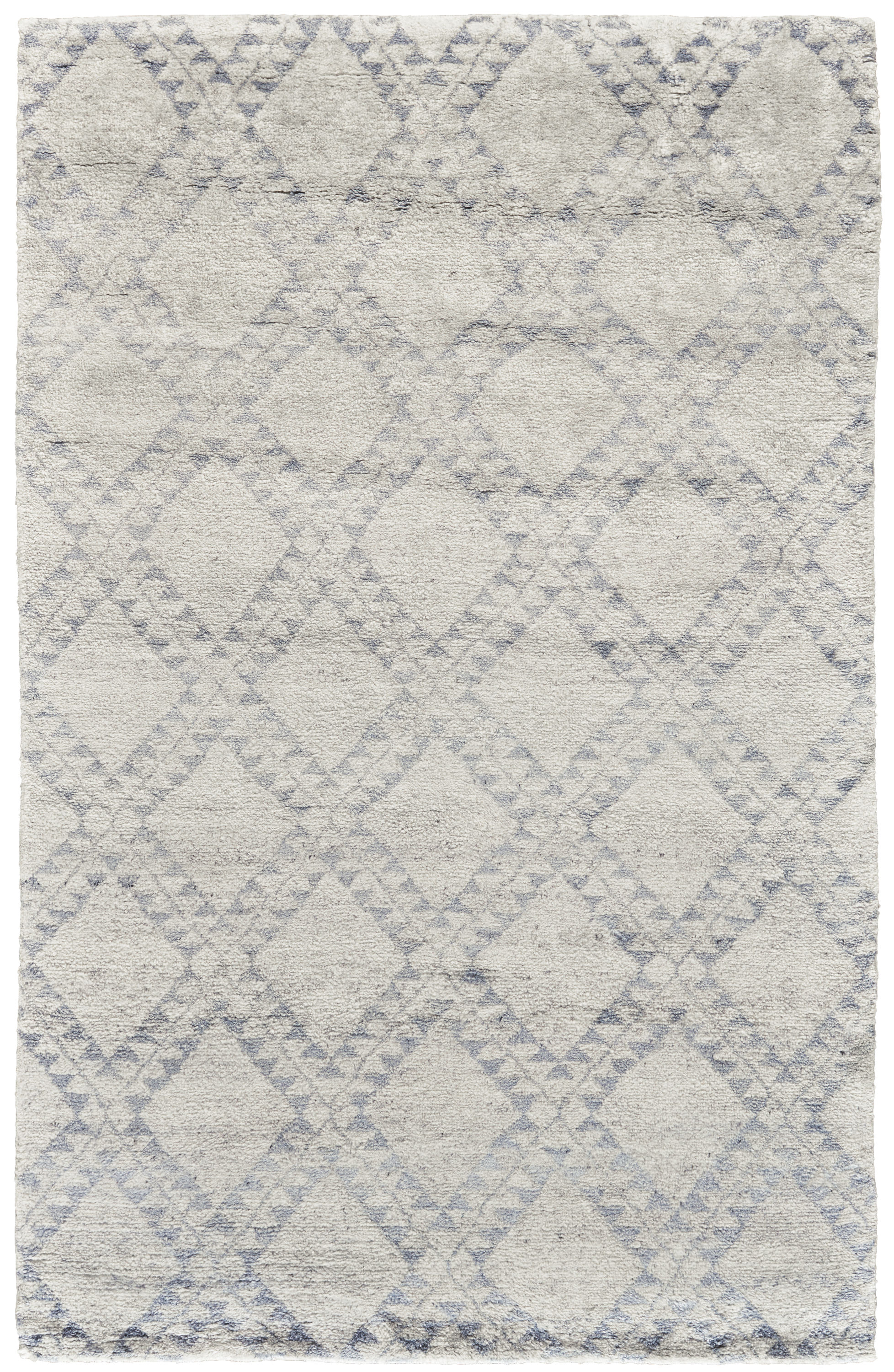 Ivory and Gray Geometric Wool Viscose 2' x 3' Rug