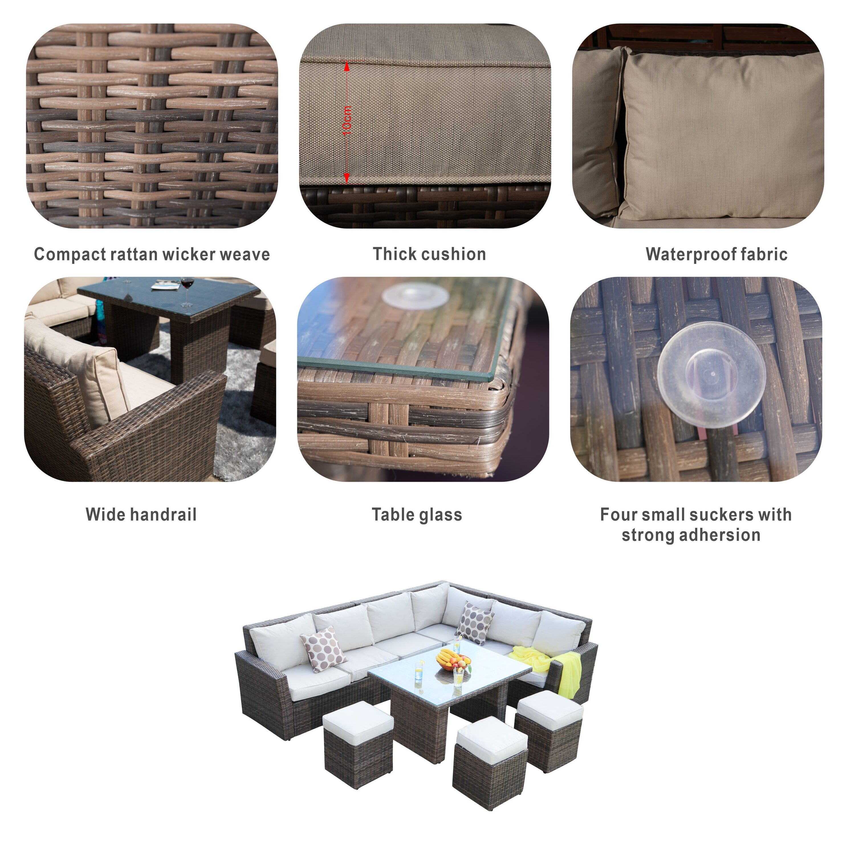 Moda Furnishings CMAS-1403-BR Patio-Conversation-Sets - View #7