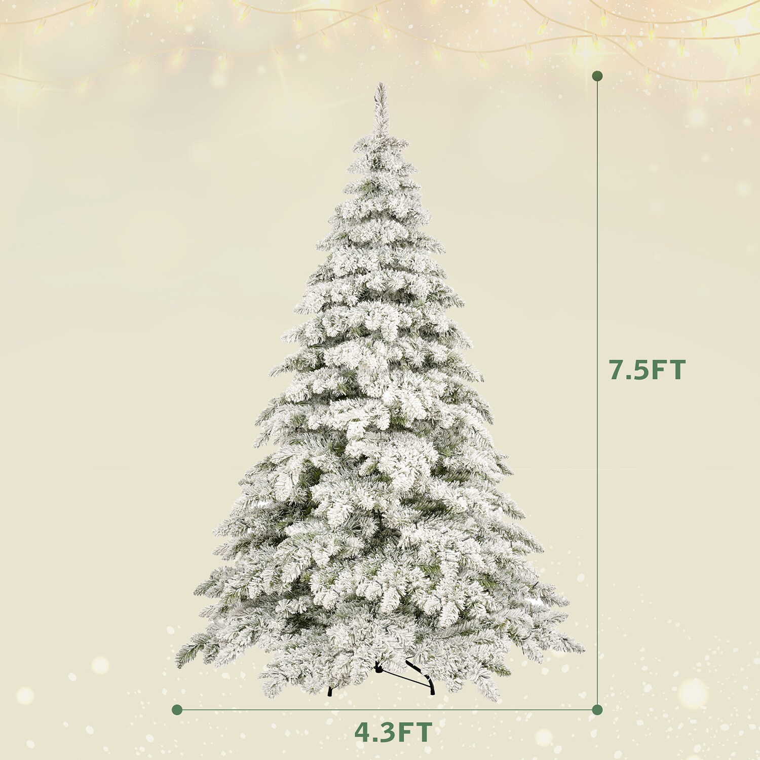 Bybafun 7.5-ft Pre-lit Flocked Artificial Christmas Tree with LED ...