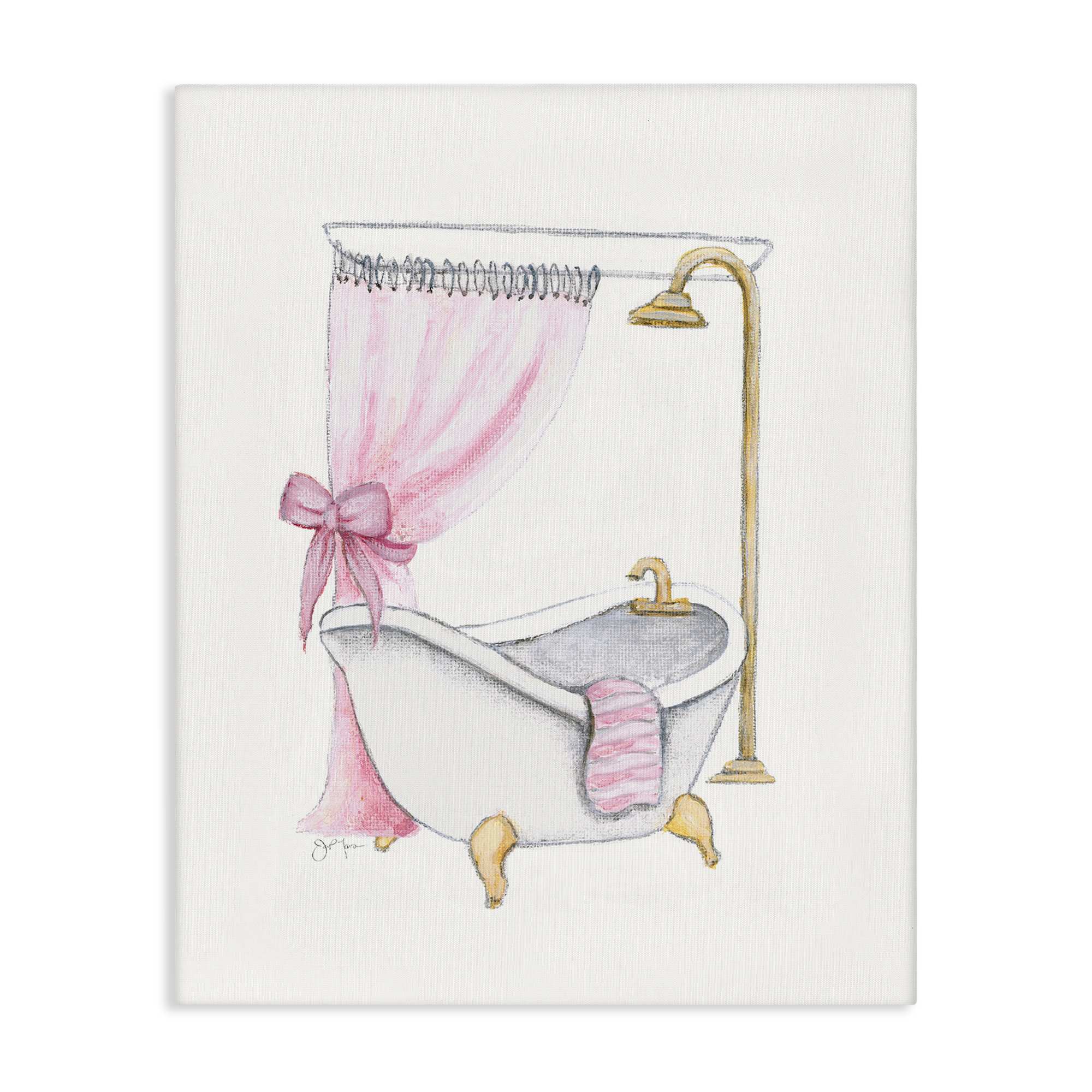 Stupell Industries BT-967-CN-16X20 Simple Glam Bathroom Tub Canvas Wall Art By Janet Tava 16 x 20