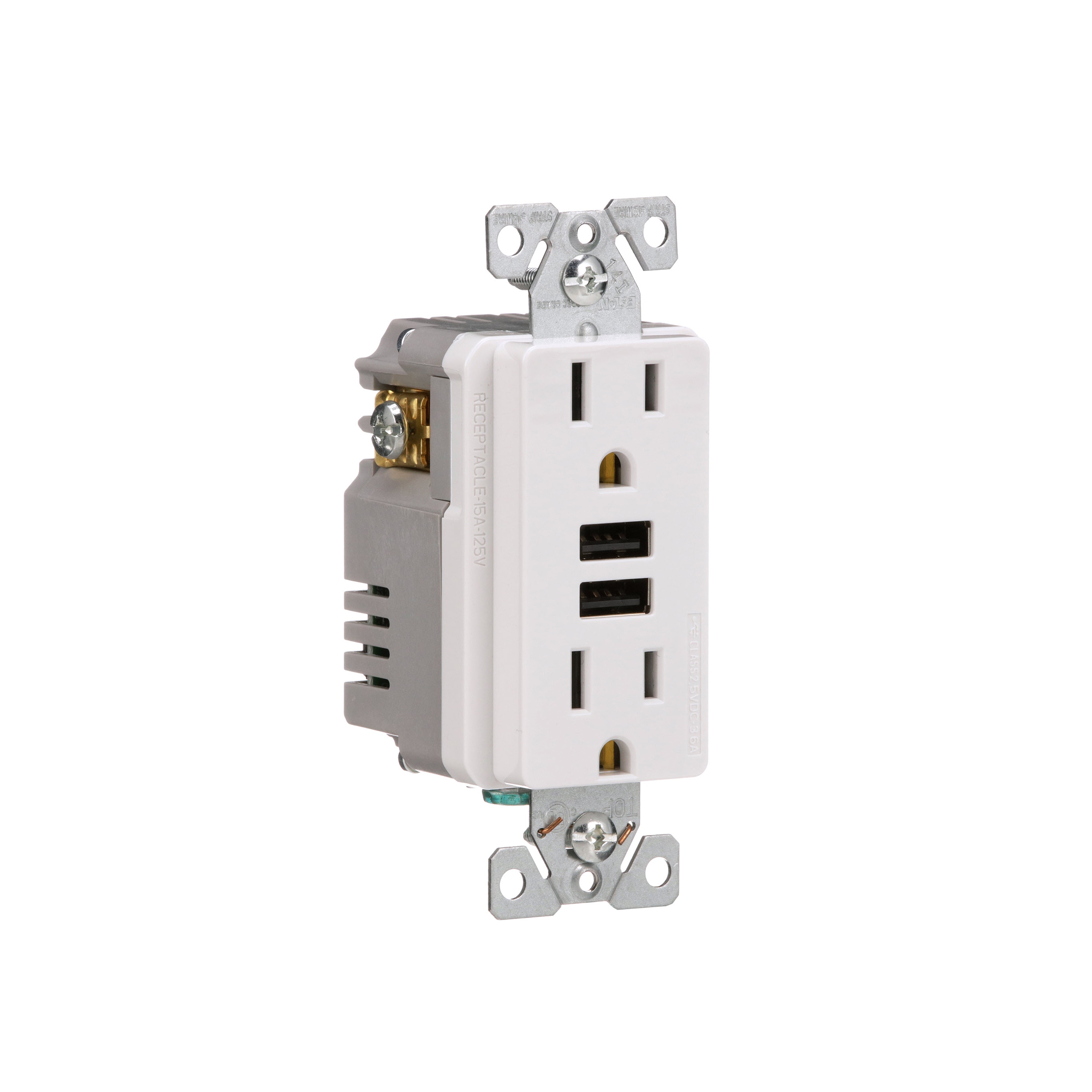 Prise double inviolable avec ports USB, 15 A, blanc de EATON COOPER WIRING