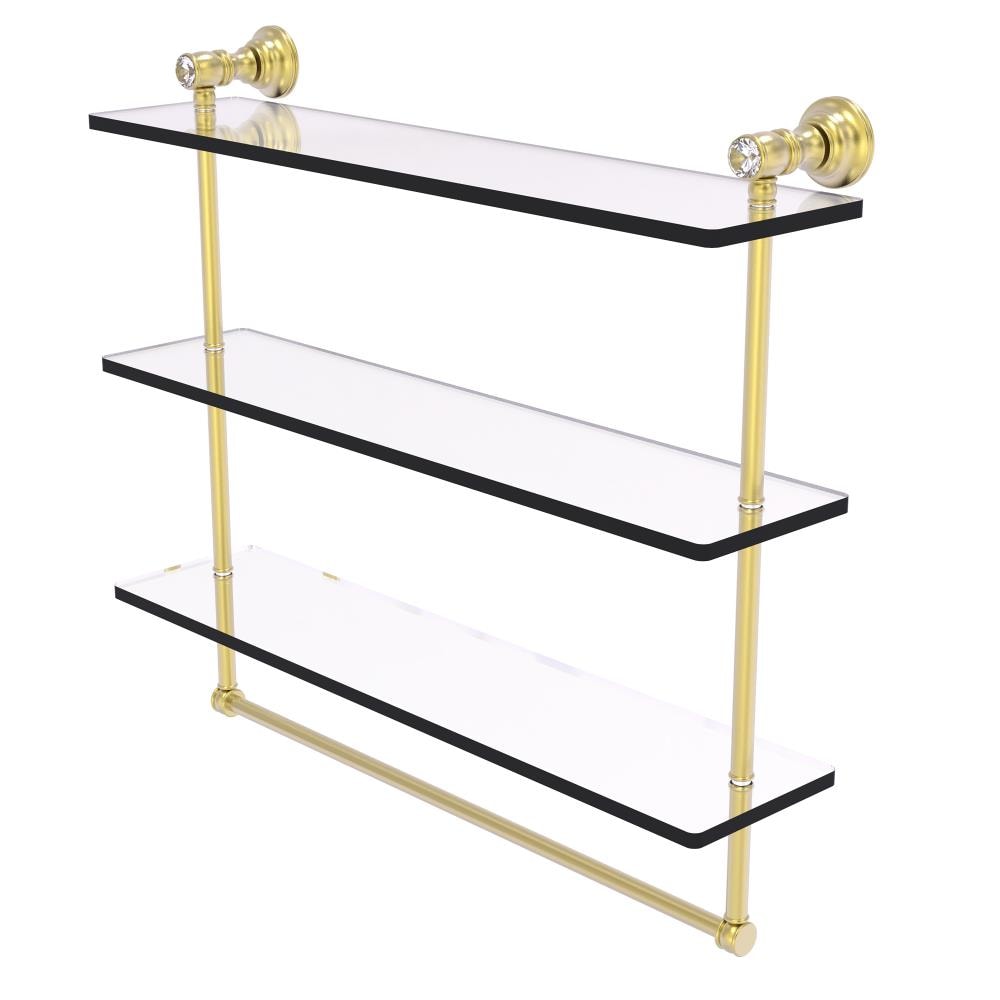 Allied Brass CC-5-22-TB-SBR Carolina Crystal Satin Brass 3 -Tier Wall mount Bathroom Shelf ( 22-in x 19.7-in x 5-in )