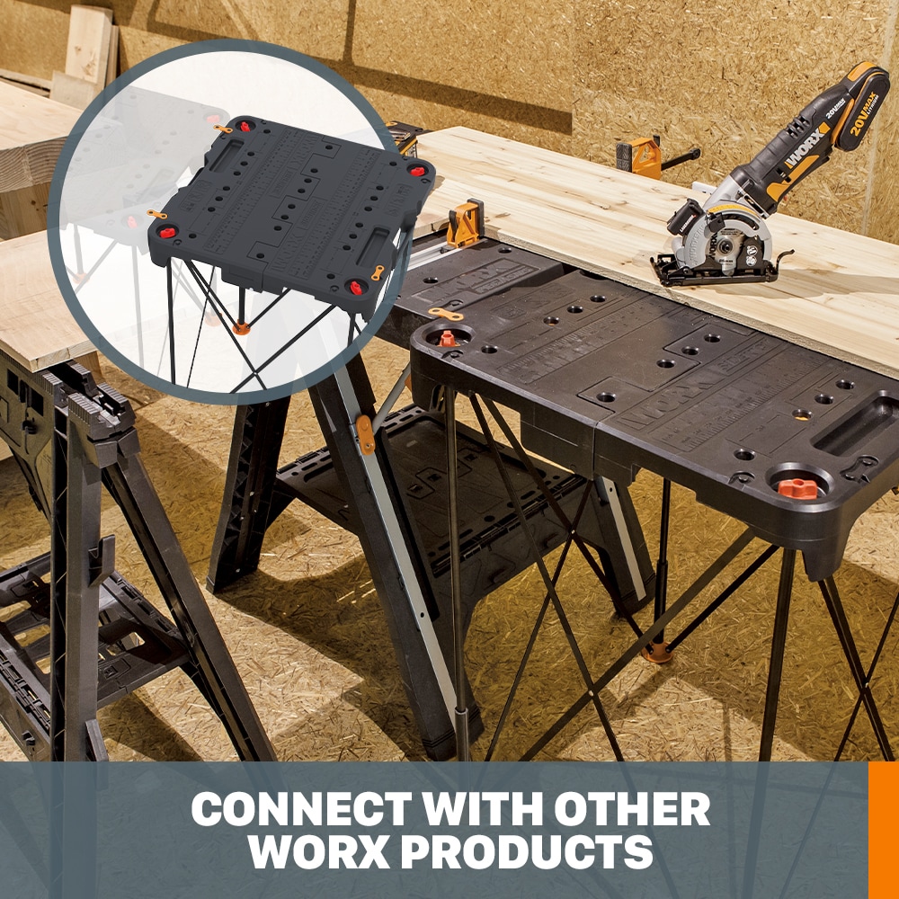 WORX 24 in L x 32 in H Black Plastic Portable Work Bench at Lowes