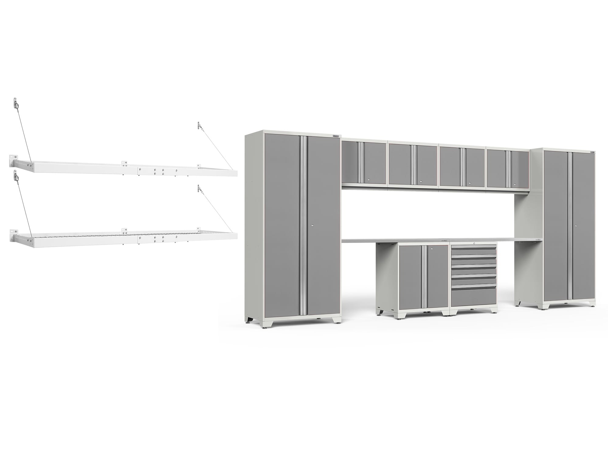 NewAge Products 54359 8-Cabinets Steel Garage Storage System in Platinum (184-in W x 85.25-in H)
