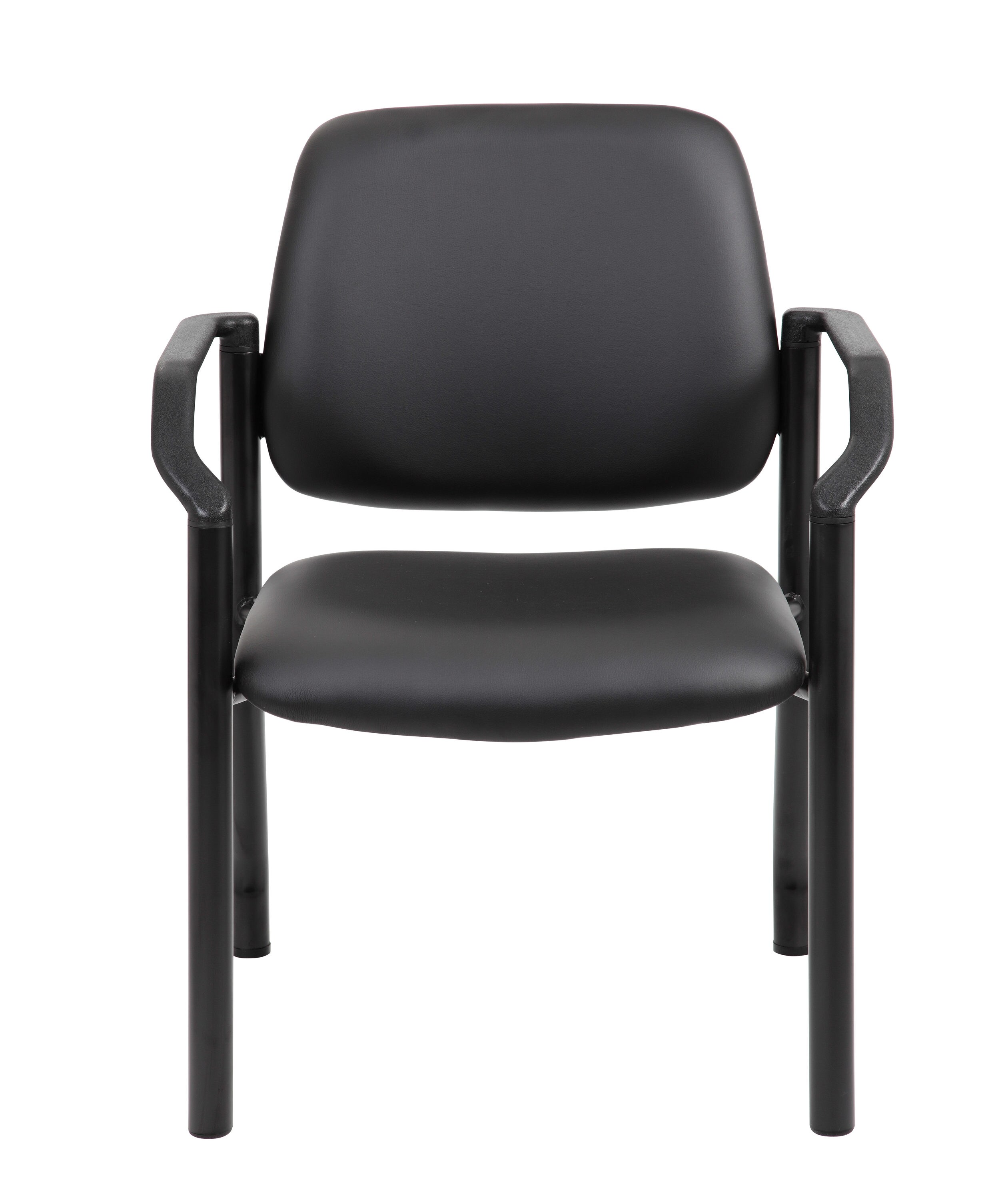 Black Mesh and Vinyl Mid-Back Guest Chair with Metal Frame