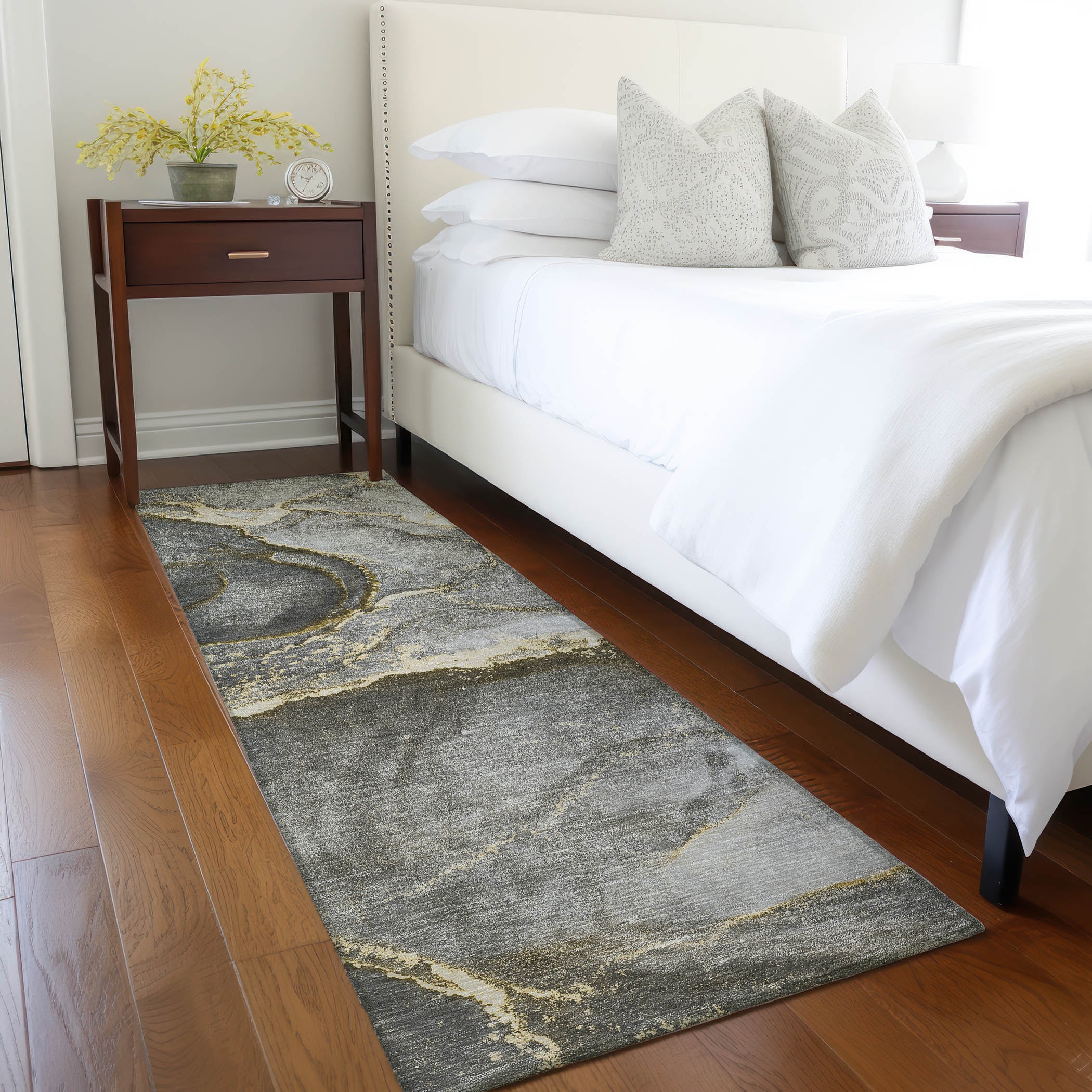 Addison Rugs ACN525GO2X8 Chantille ACN525GO 2 x 7 (ft) Polyester Gray Rectangular Indoor/Outdoor Abstract Machine washable Area rug