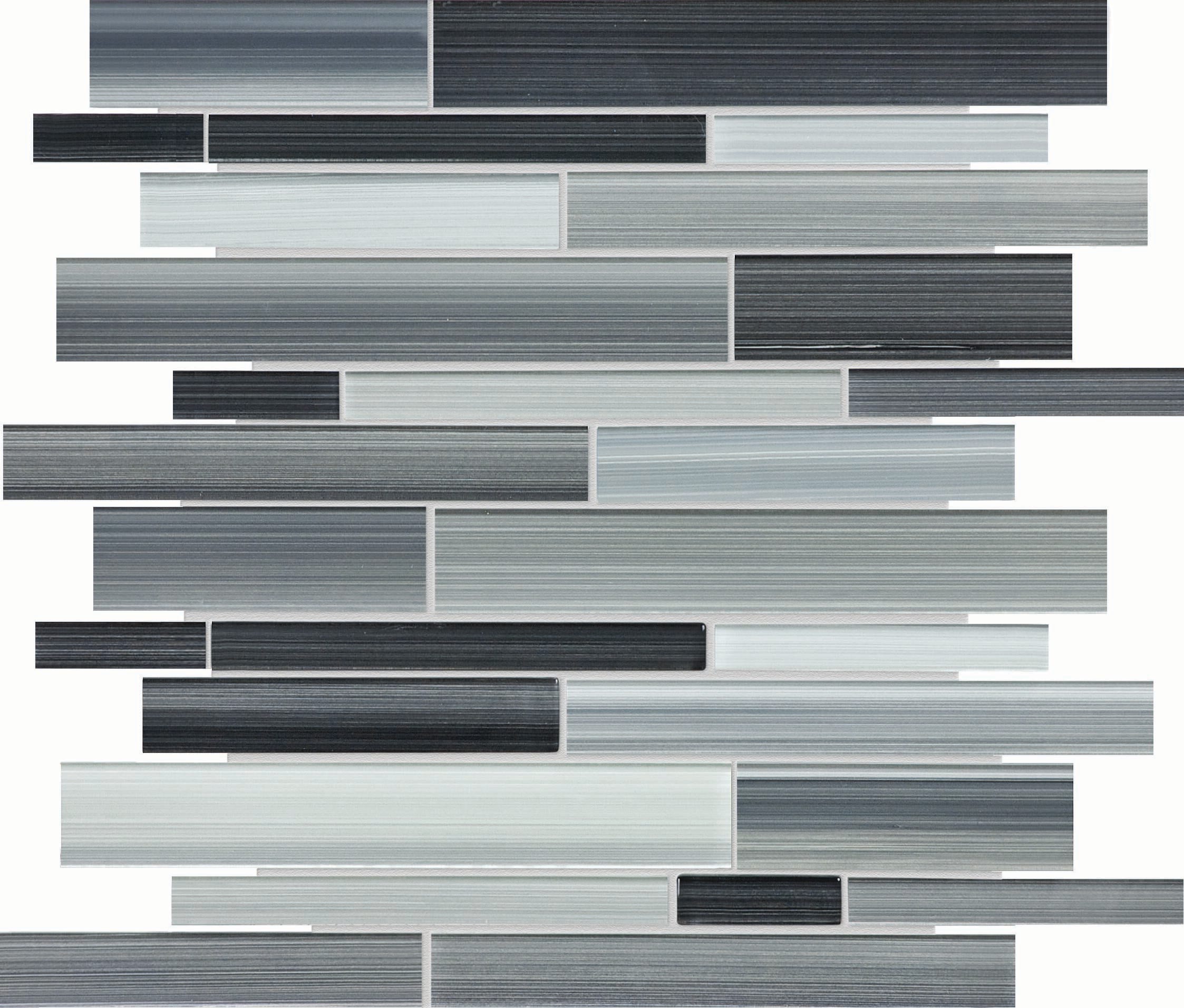 Anatolia 3001-0094-0 Carbon 12-in x 12-in Glossy Glass Subway Mosaic Wall Tile (10-sq. ft/ Carton)